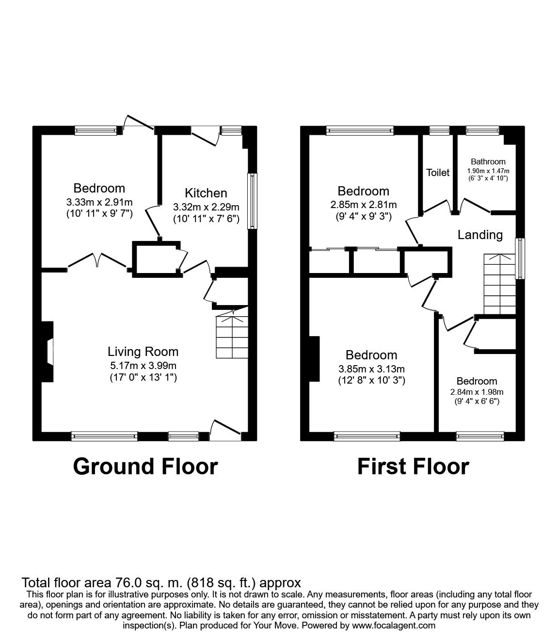 Floorplan of 4 bedroom Semi Detached House to rent, Nobles Way, Egham, Surrey, TW20