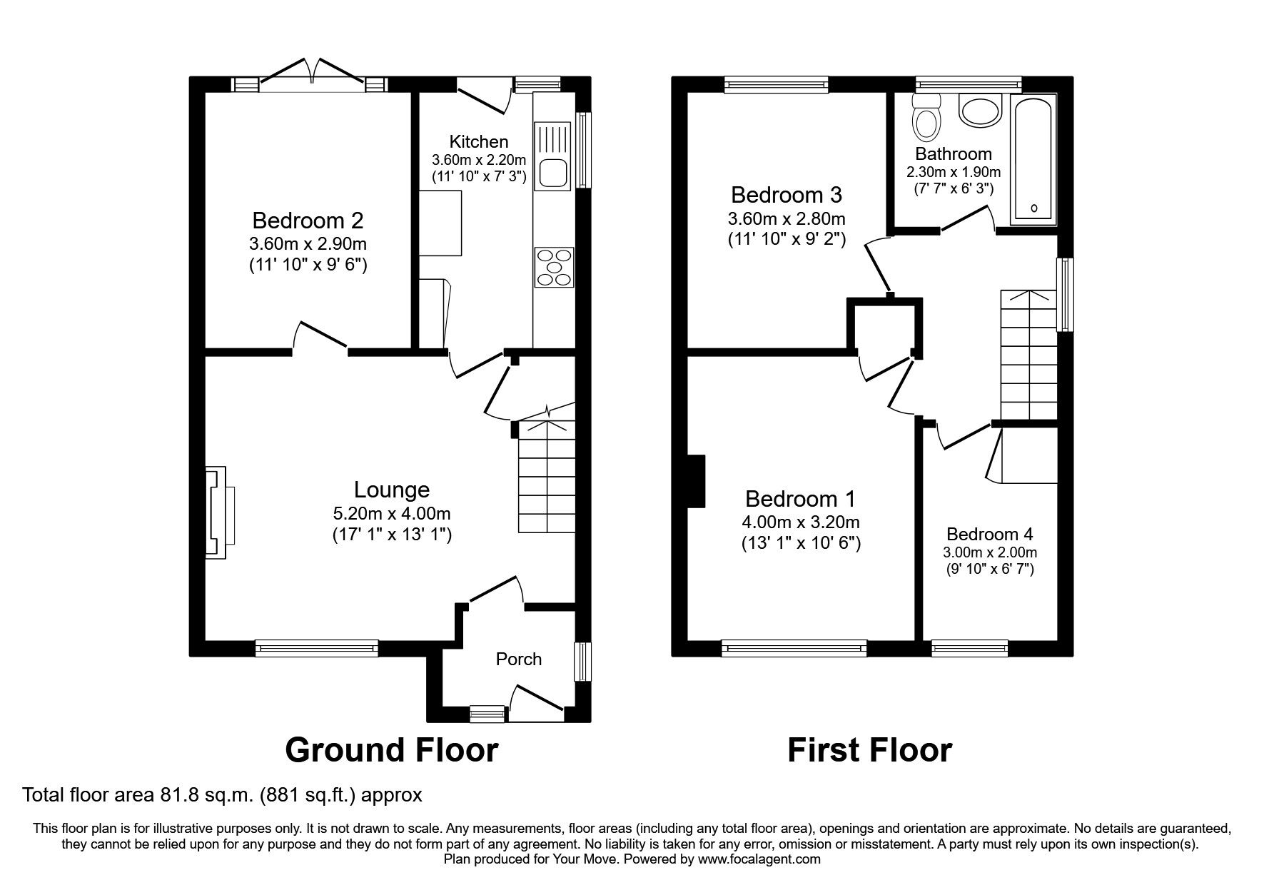 Floorplan of 4 bedroom Semi Detached House to rent, Moore Grove Crescent, Egham, Surrey, TW20