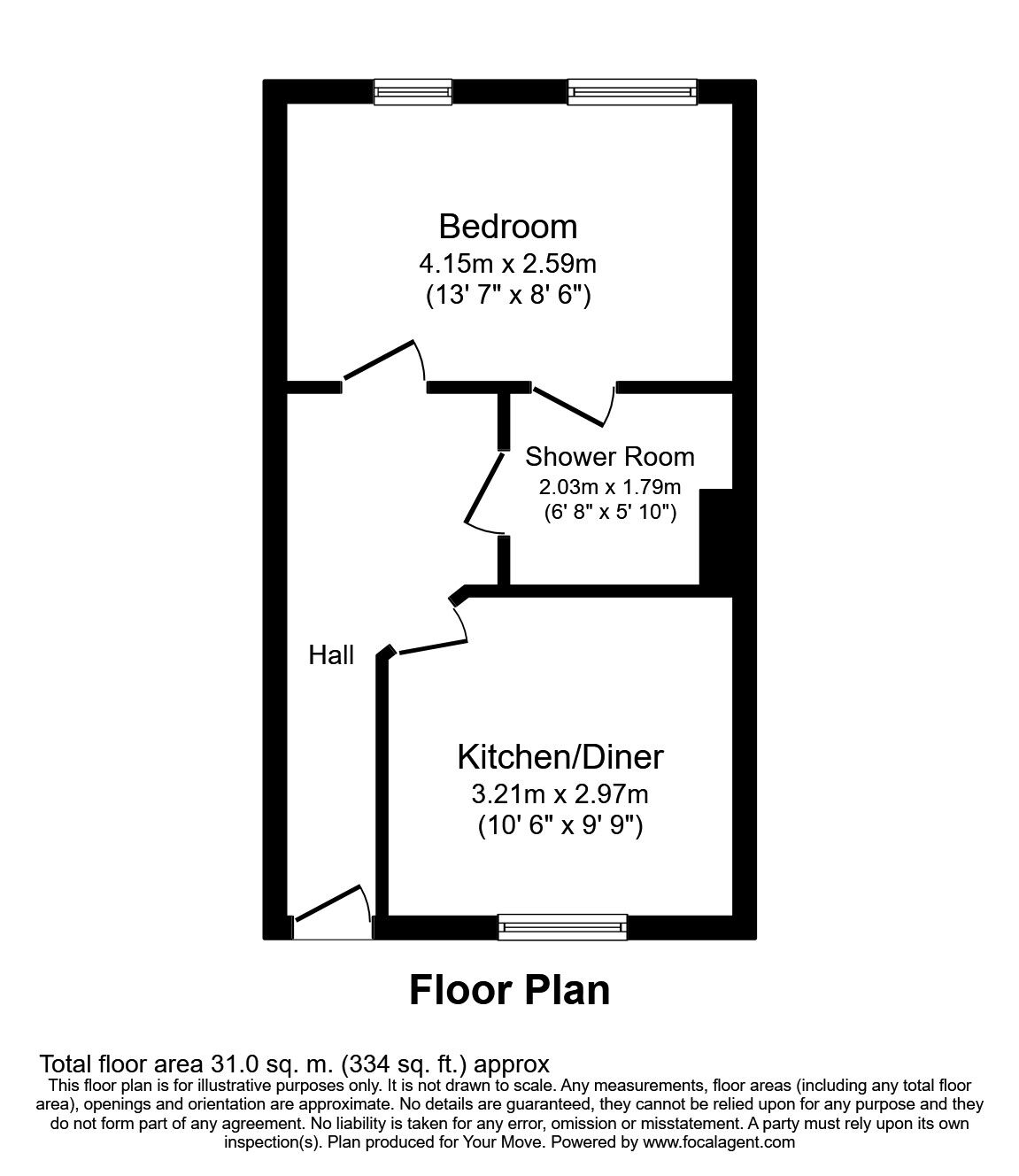 Floorplan of 1 bedroom Flat to rent, Armstrong Road, Englefield Green, Surrey, TW20