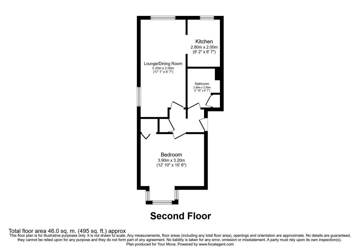 Floorplan of 1 bedroom Flat to rent, Quincy Road, Egham, Surrey, TW20