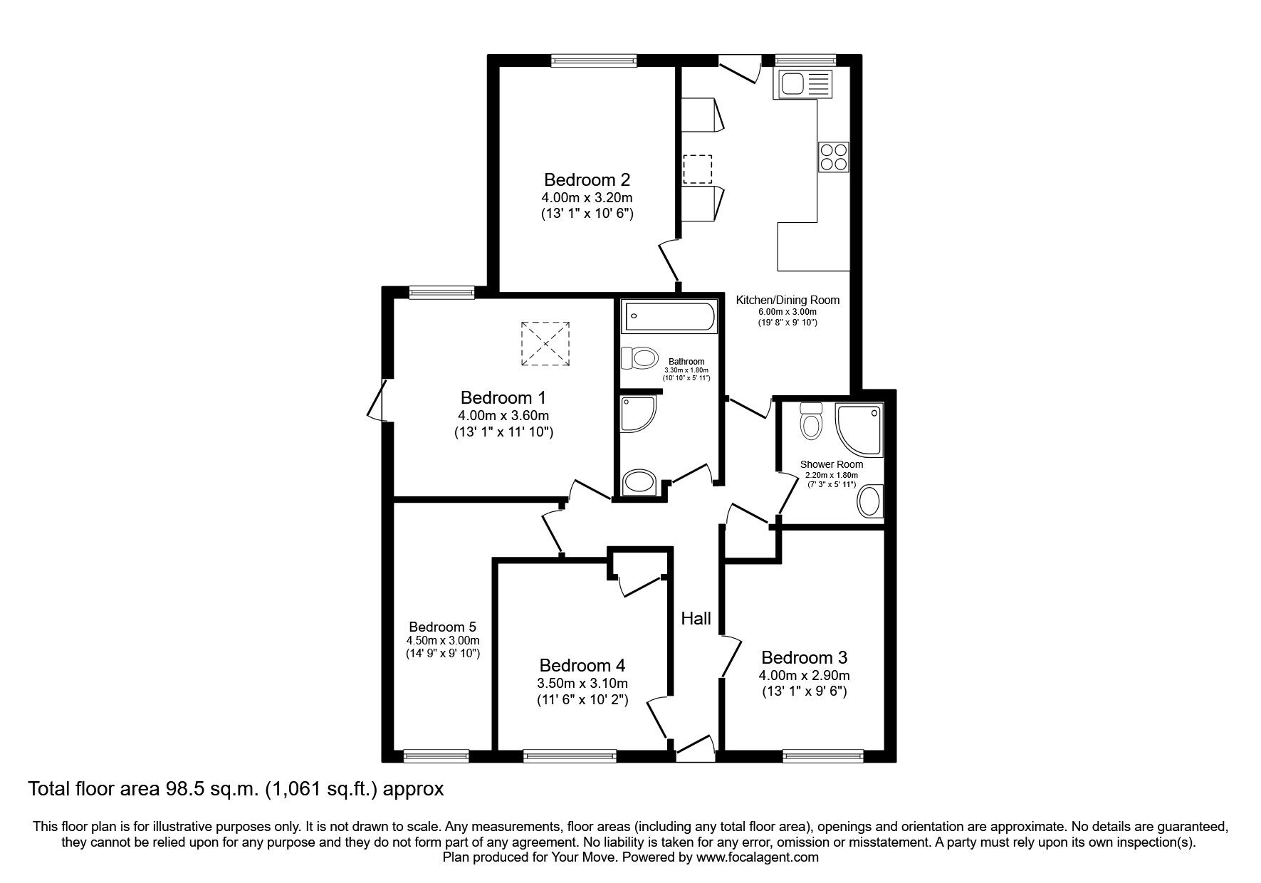 Floorplan of 5 bedroom Semi Detached Bungalow to rent, Spring Rise, Egham, Surrey, TW20