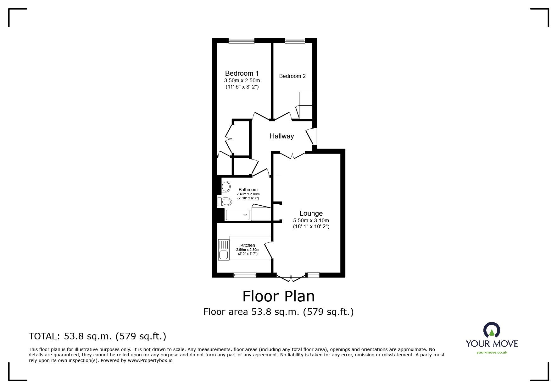 Floorplan of 2 bedroom  Flat for sale, Manor Farm Court, Manor Farm Lane, Surrey, TW20