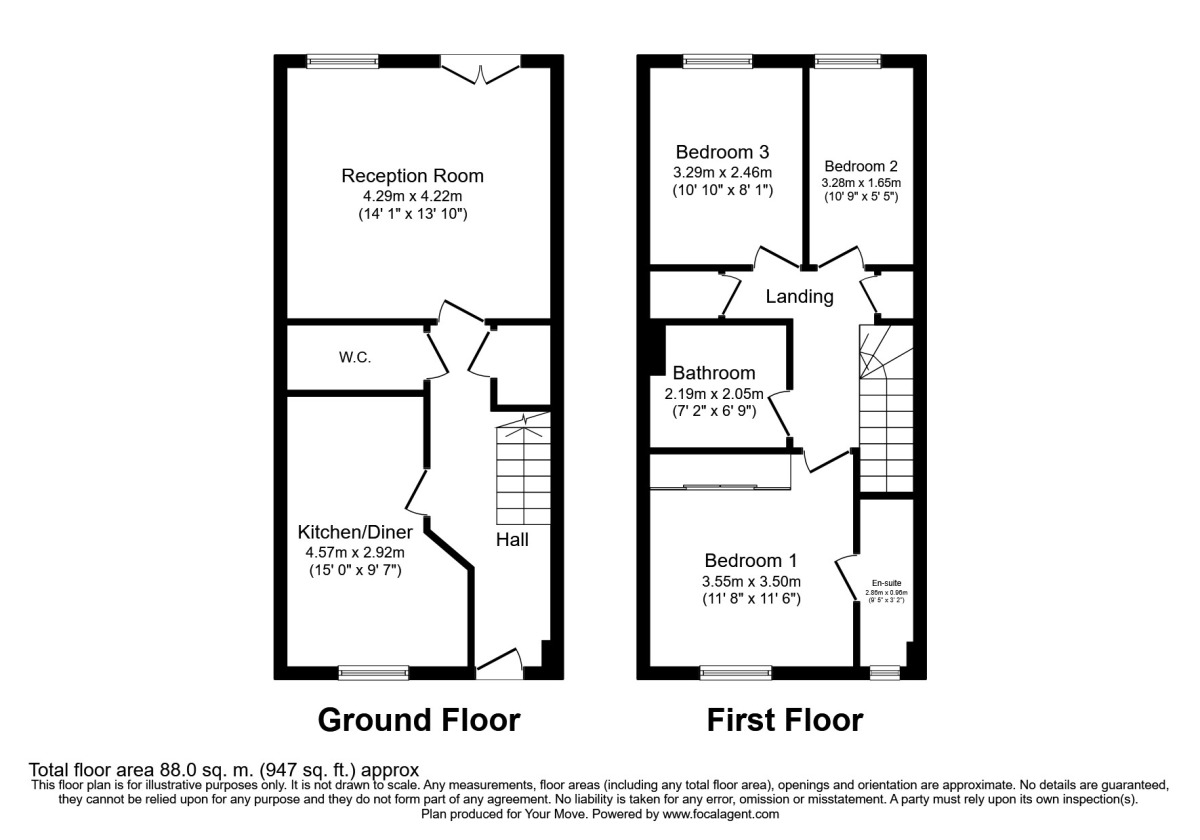 Floorplan of 3 bedroom House to rent, Egham Hill, Egham, Surrey, TW20