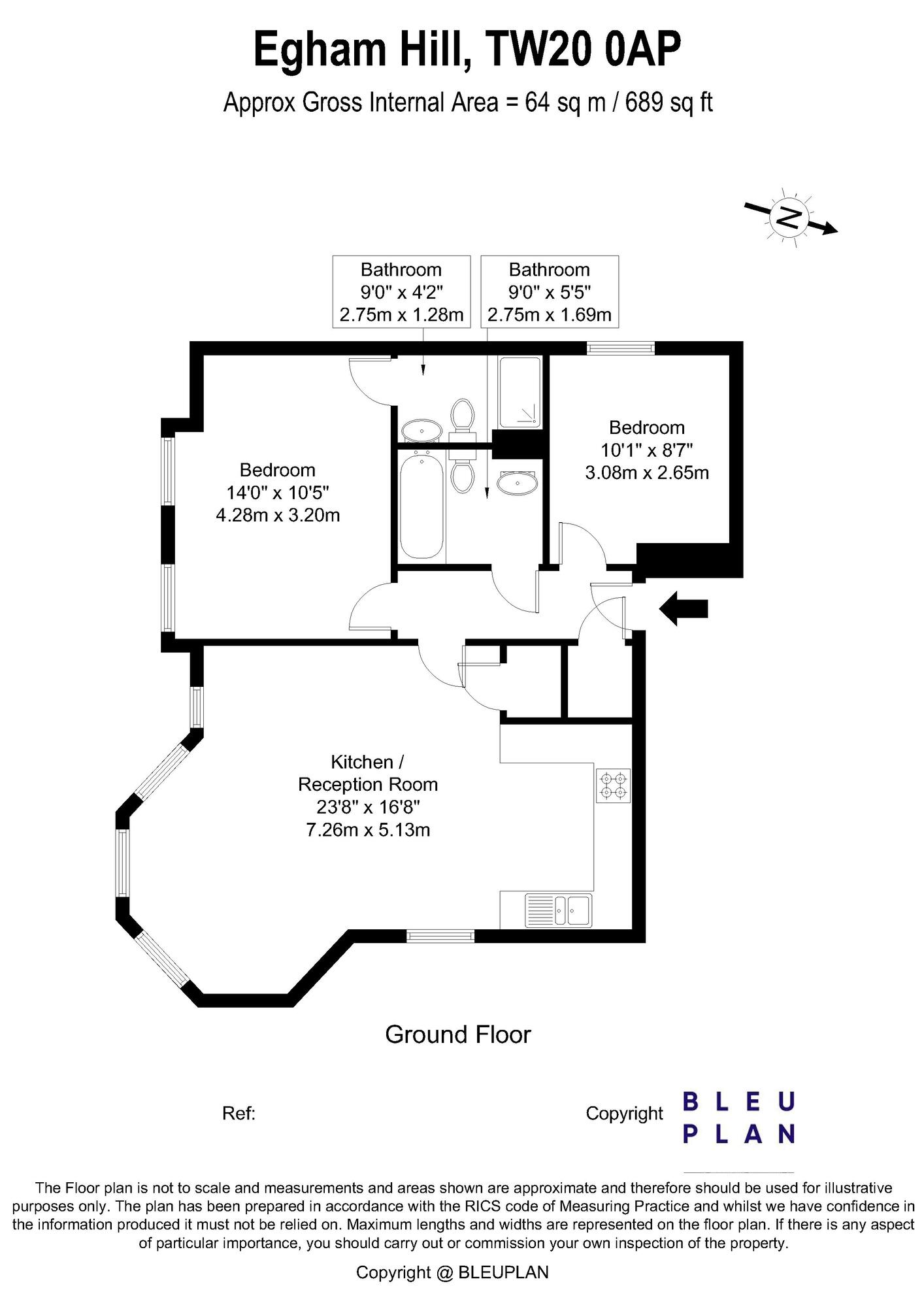 Floorplan of 2 bedroom  Flat to rent, Egham Hill, Egham, Surrey, TW20