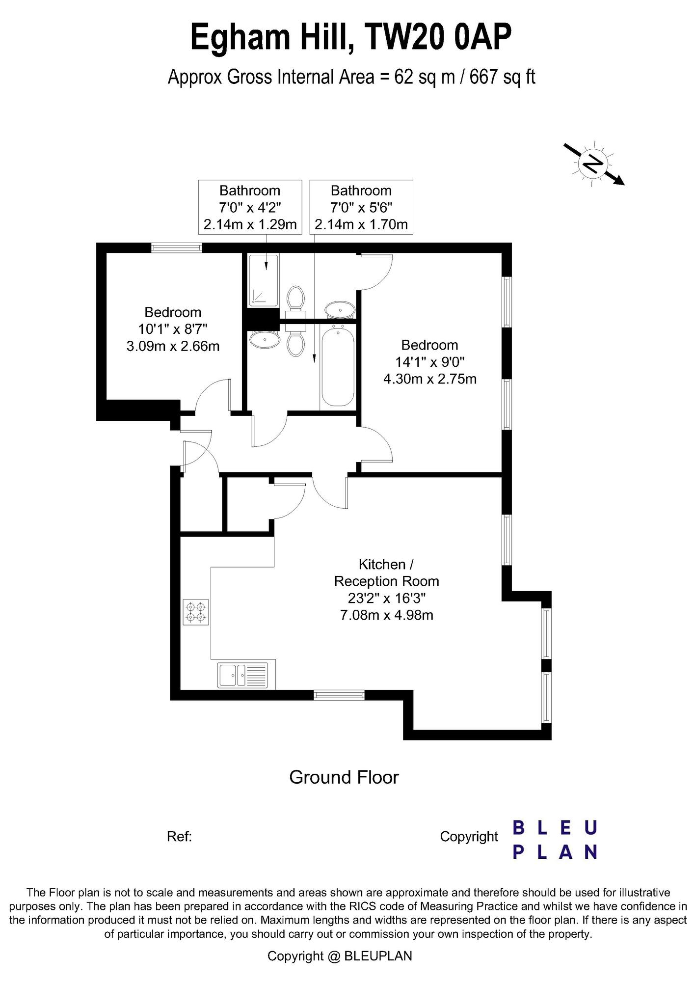 Floorplan of 2 bedroom  Flat to rent, Egham Hill, Egham, Surrey, TW20