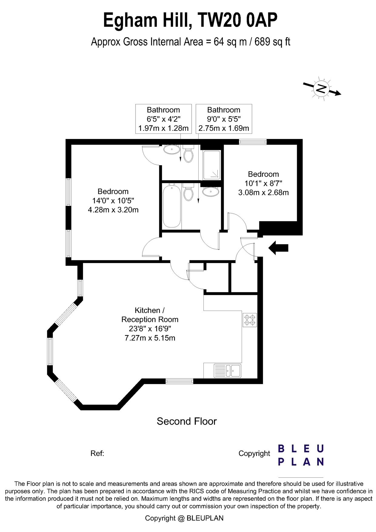 Floorplan of 2 bedroom  Flat to rent, Egham Hill, Egham, Surrey, TW20