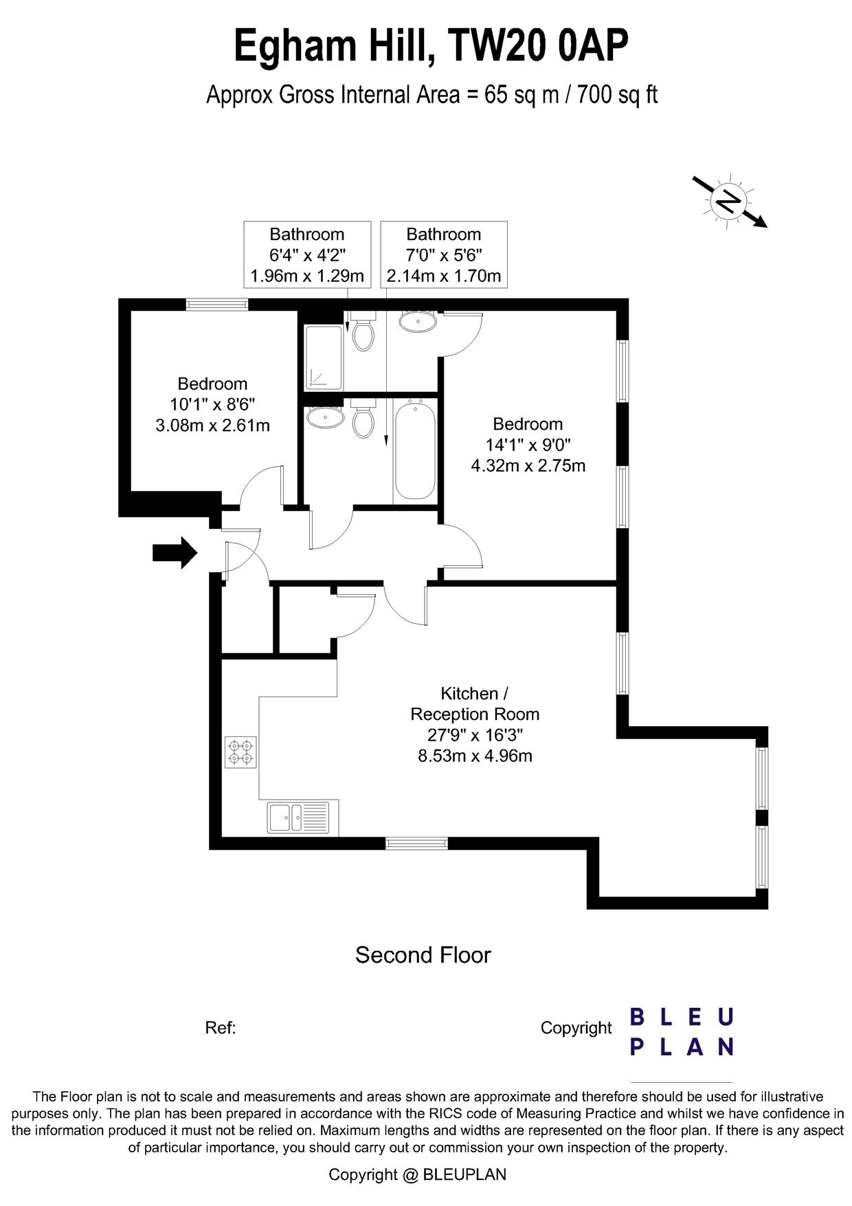 Floorplan of 2 bedroom Flat to rent, Egham Hill, Egham, Surrey, TW20