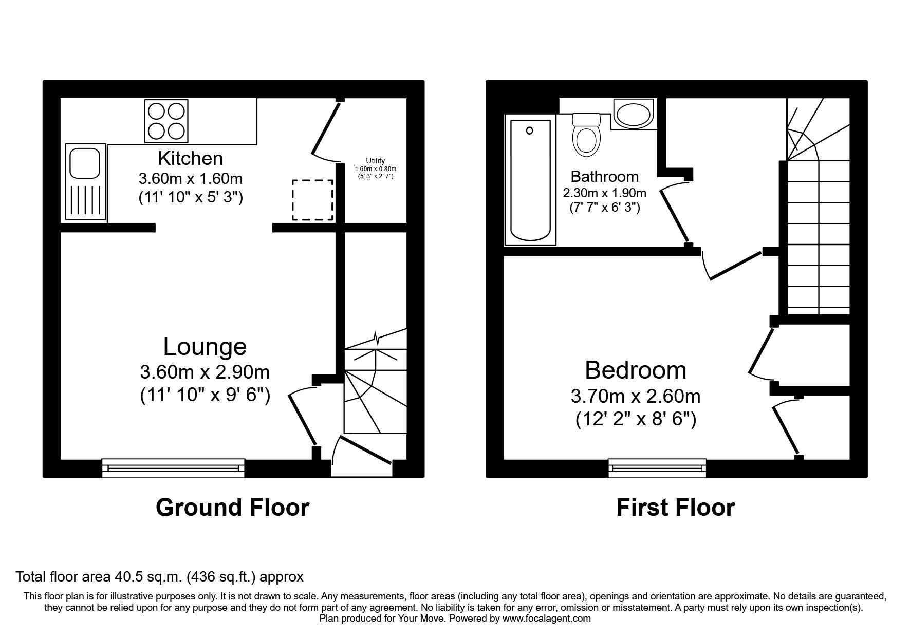 Floorplan of 1 bedroom Mid Terrace House for sale, Rusham Road, Egham, Surrey, TW20