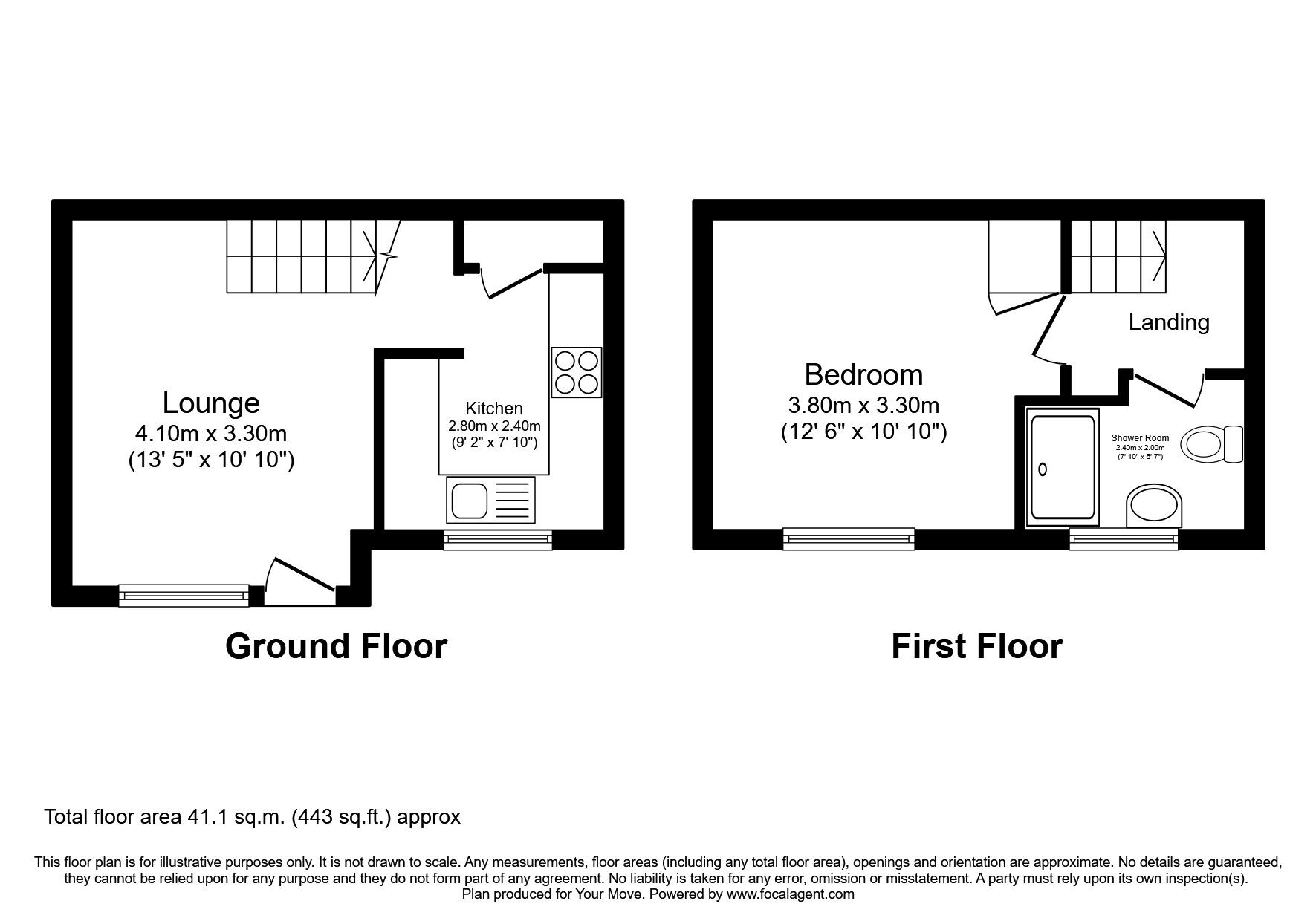 Floorplan of 1 bedroom End Terrace House to rent, Windermere Close, Egham, Surrey, TW20