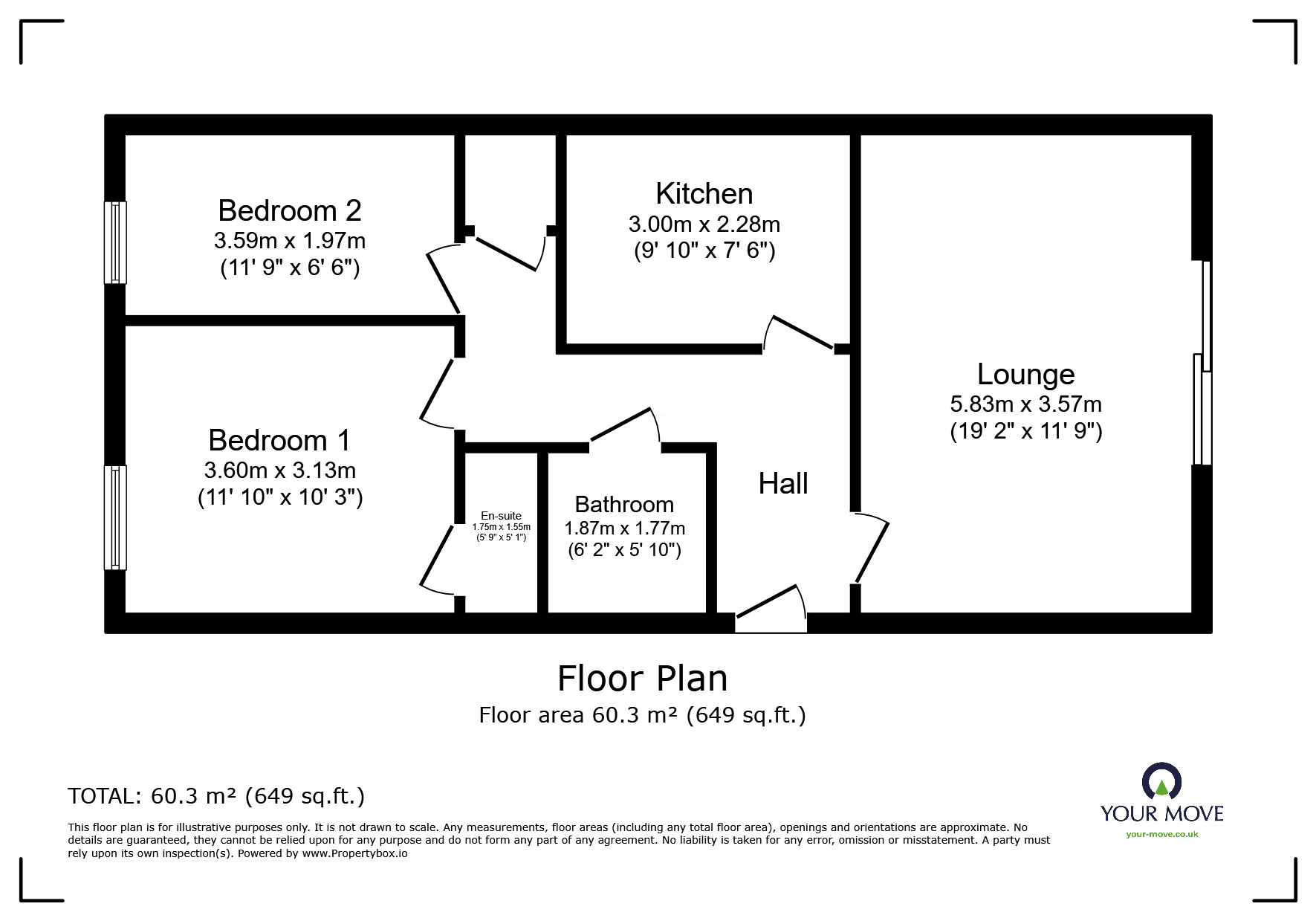 Floorplan of 2 bedroom Flat to rent, School Lane, Egham, Surrey, TW20