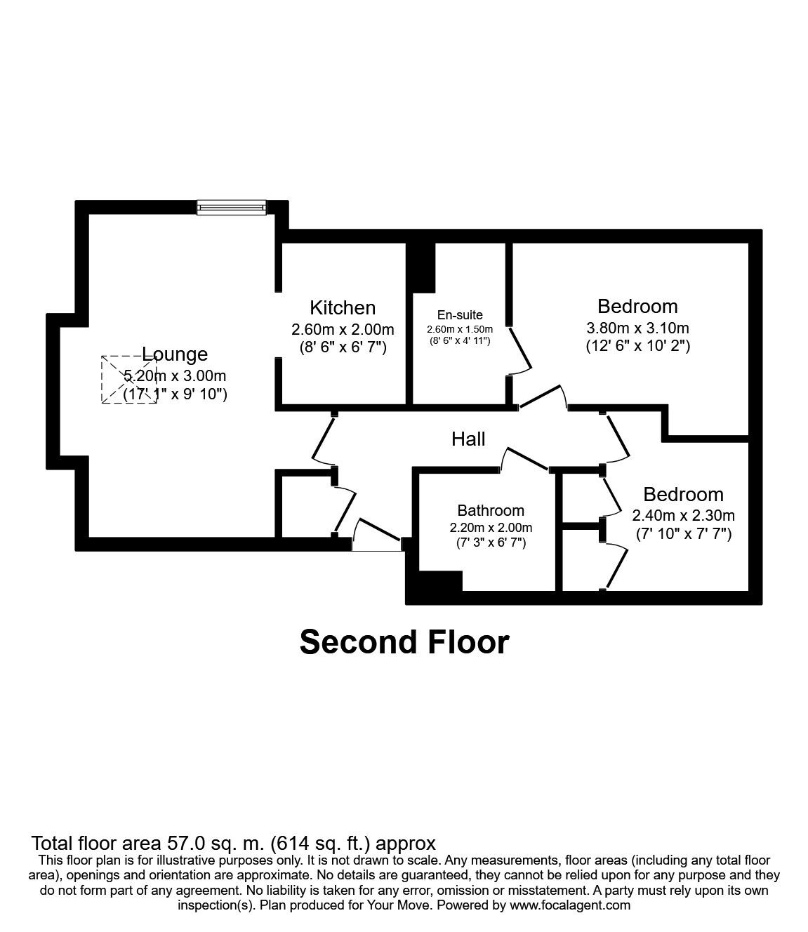 Floorplan of 2 bedroom Flat to rent, Vicarage Road, Egham, Surrey, TW20