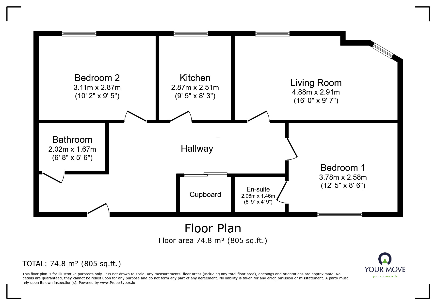 Floorplan of 2 bedroom Flat to rent, Stoneylands Road, Egham, Surrey, TW20