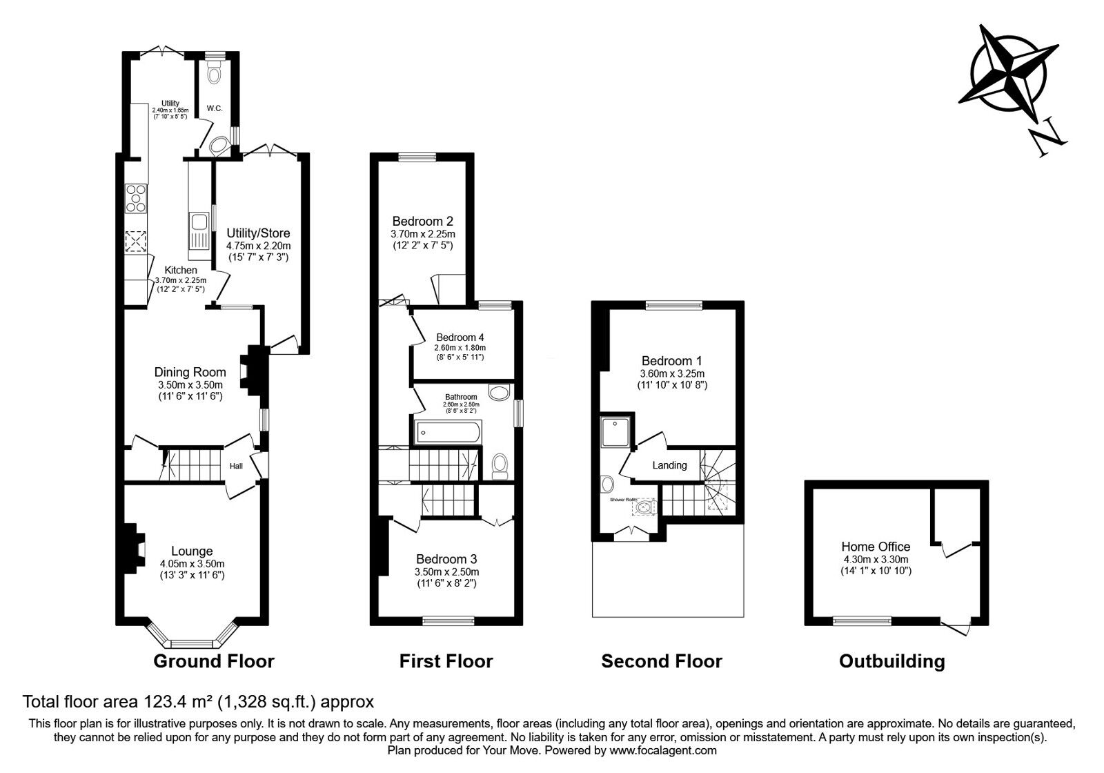 Floorplan of 4 bedroom Semi Detached House for sale, Park Avenue, Egham, Surrey, TW20