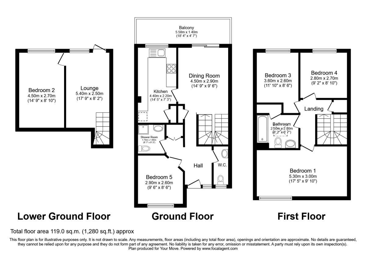 Floorplan of 5 bedroom Mid Terrace House for sale, Greenways, Egham, Surrey, TW20