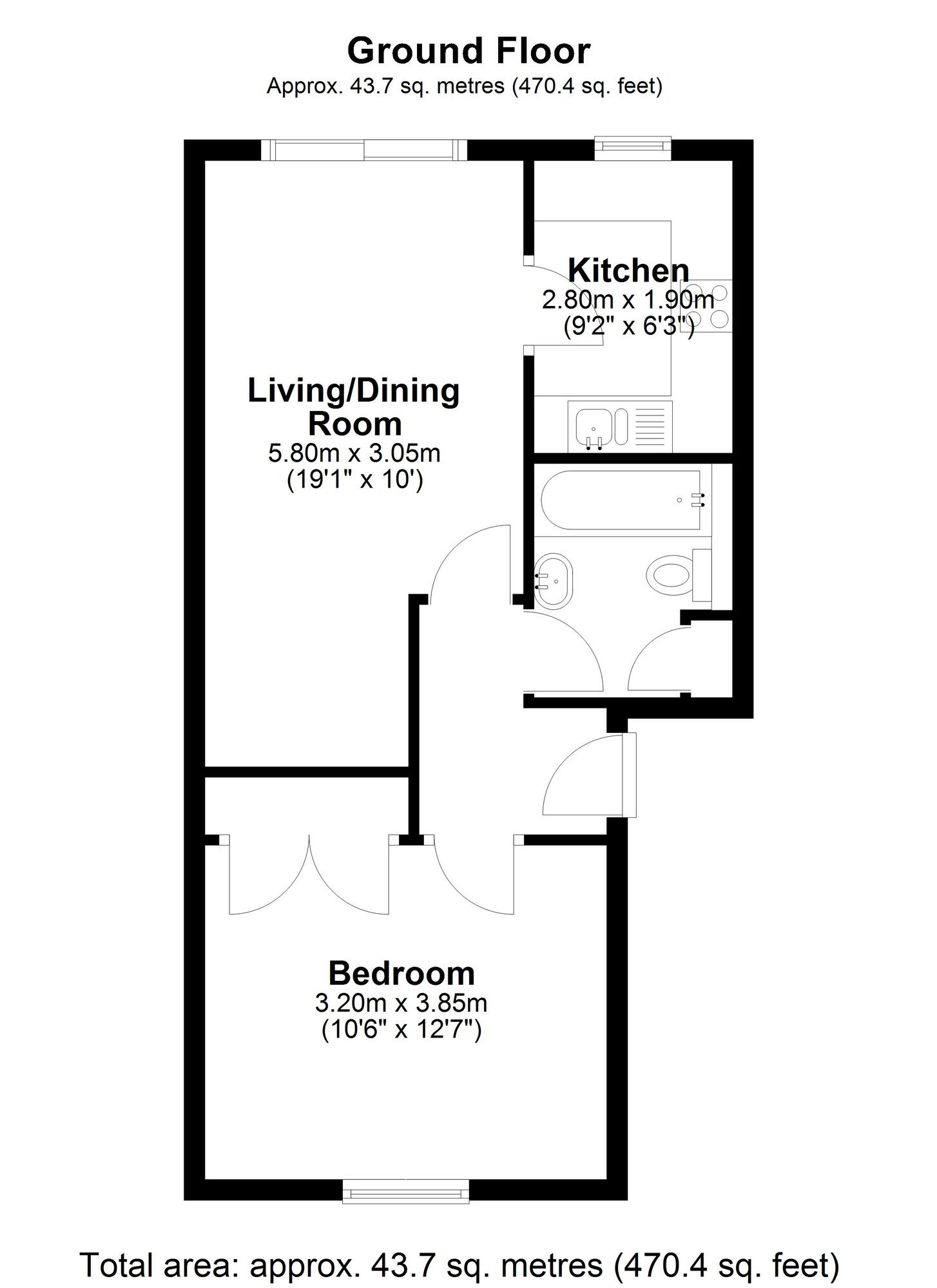 Floorplan of 1 bedroom  Flat to rent, Wesley Drive, Egham, Surrey, TW20