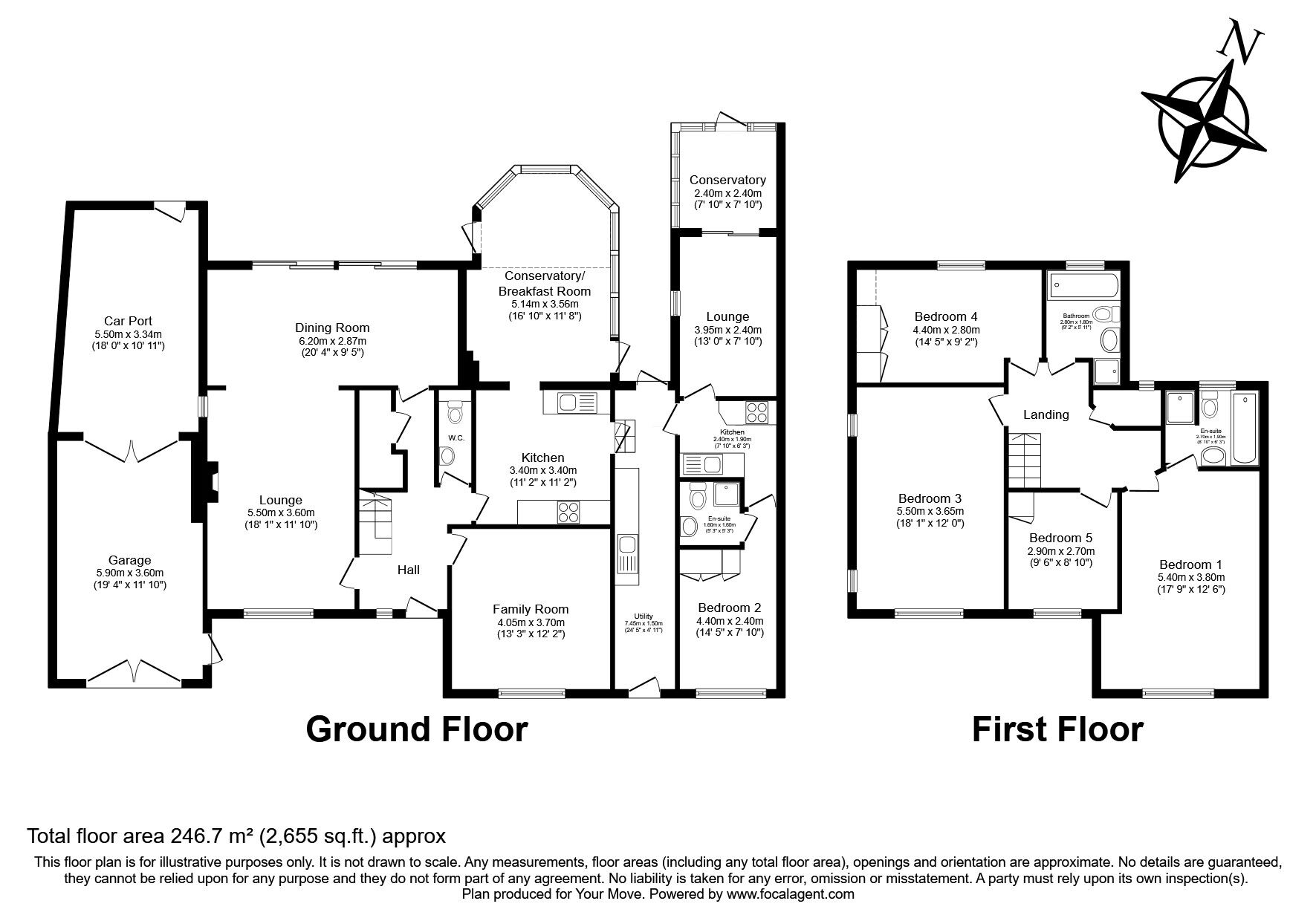 Floorplan of 5 bedroom Detached House for sale, Knowle Grove, Surrey, GU25