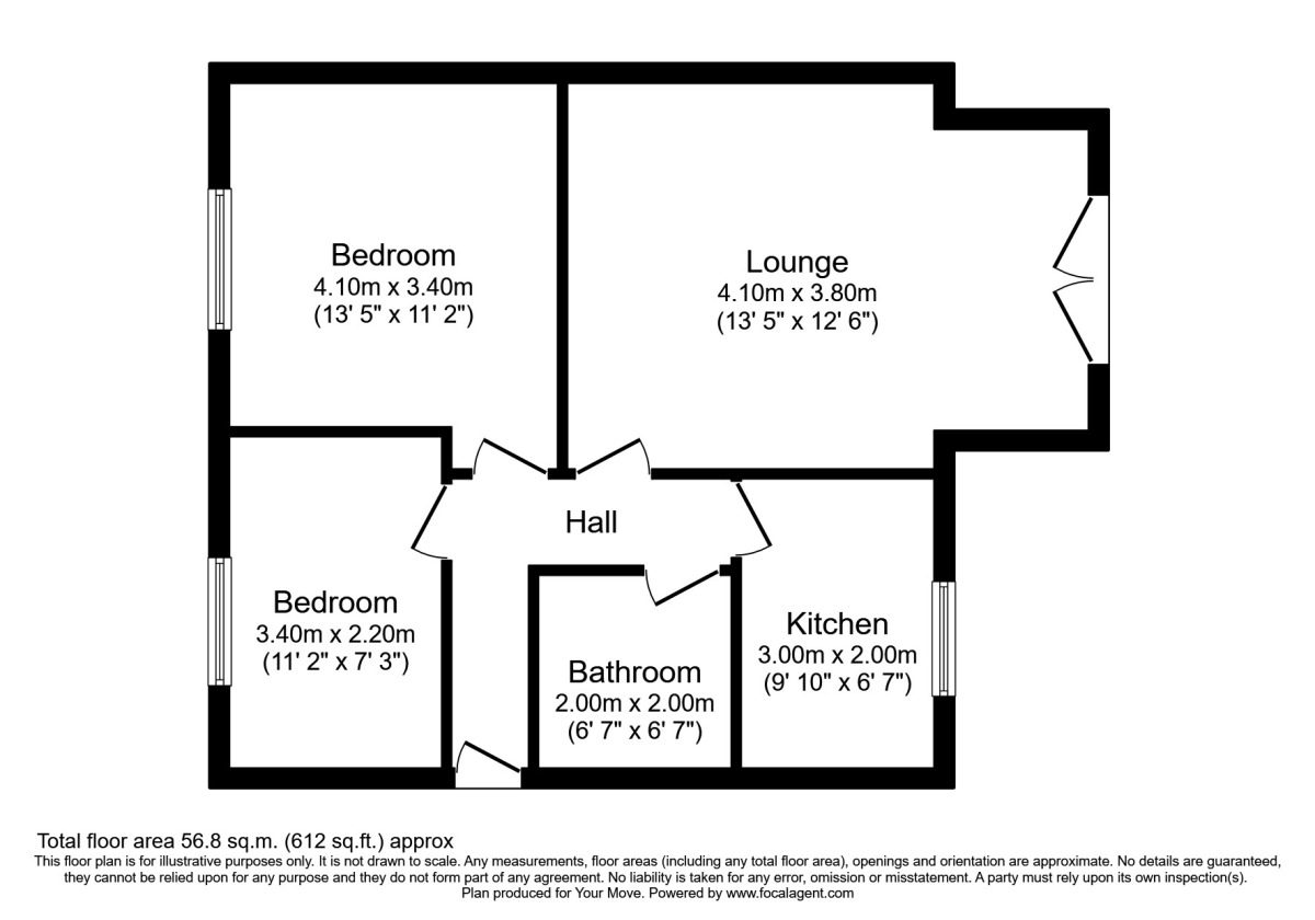 Floorplan of 2 bedroom Flat for sale, St. Catherines Place Hummer Road, Egham, Surrey, TW20