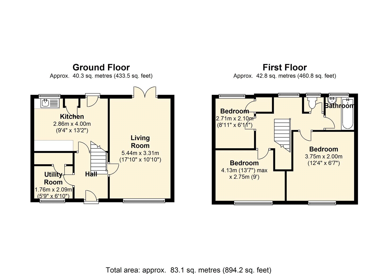Floorplan of 3 bedroom Mid Terrace House for sale, Frobisher Crescent, Staines-Upon-Thames, Middlesex, TW19