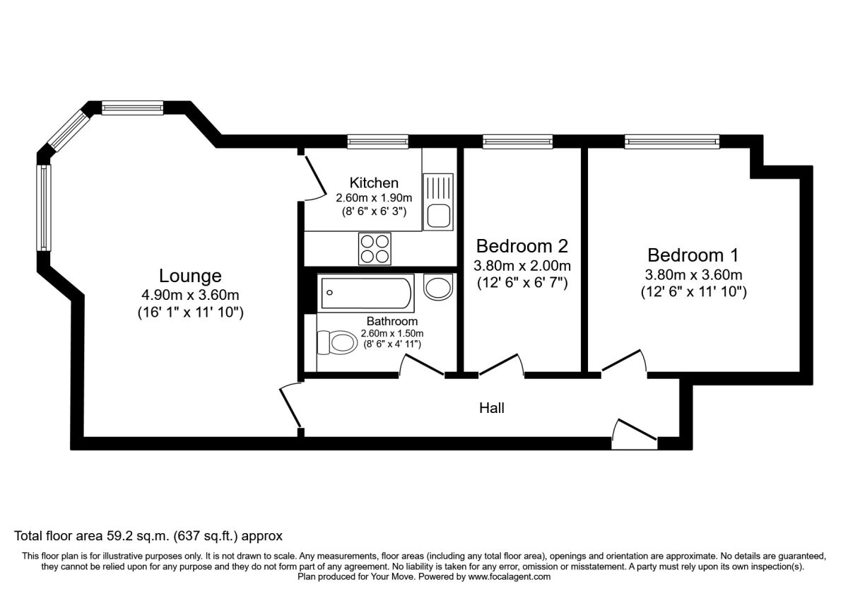 Floorplan of 2 bedroom Flat to rent, St. Catherines Place, Hummer Road, Surrey, TW20