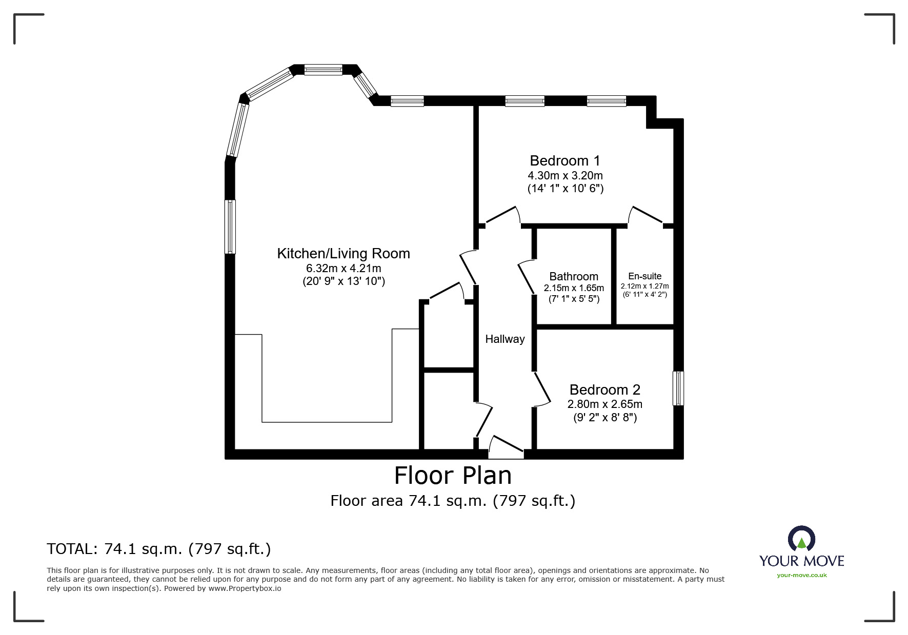 Floorplan of 2 bedroom Flat for sale, Egham Hill, Egham, Surrey, TW20
