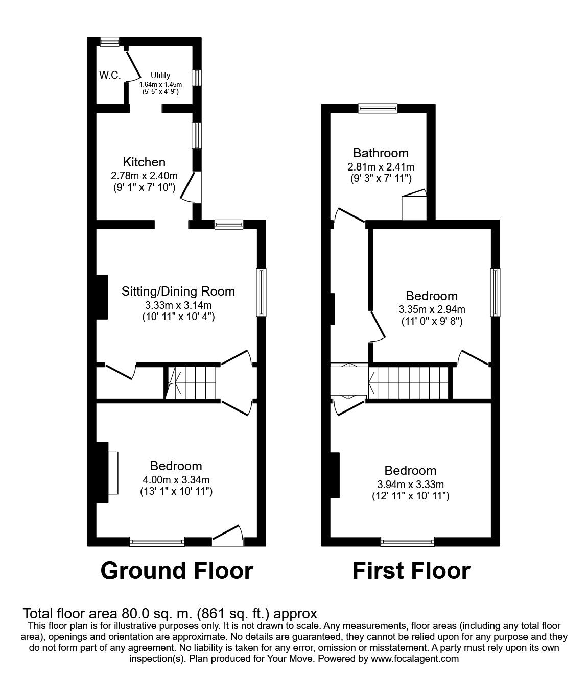 Floorplan of 3 bedroom Semi Detached House to rent, Melrose Cottages Blays Lane, Englefield Green, Surrey, TW20