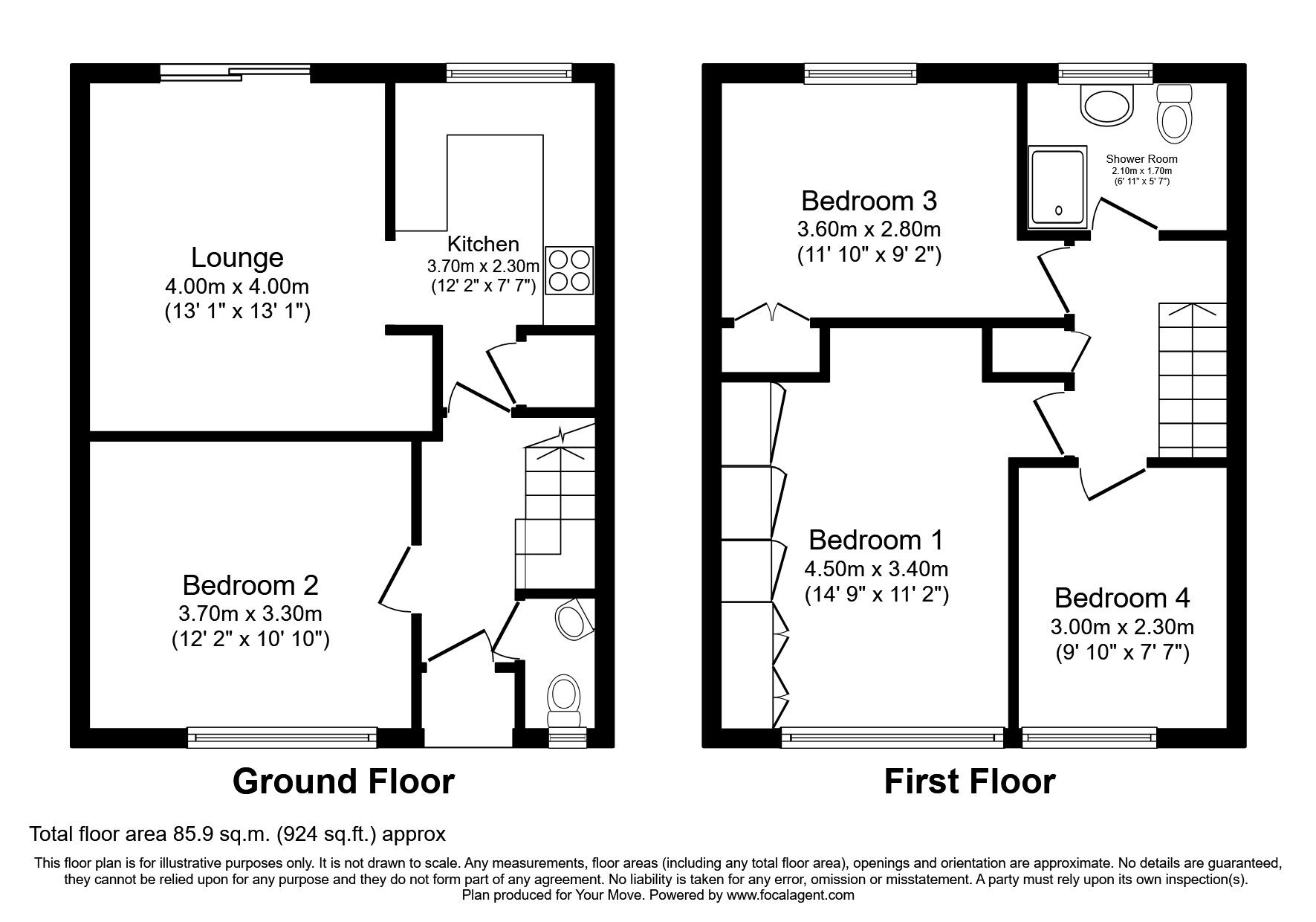 Floorplan of 4 bedroom Semi Detached House to rent, Elmbank Avenue, Englefield Green, Surrey, TW20