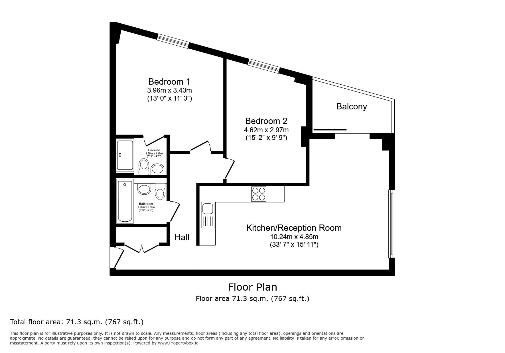 Floorplan of 2 bedroom Flat to rent, Riverview, Elmsleigh Road, Staines, TW18