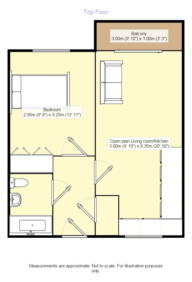 Floorplan of 1 bedroom Flat to rent, Church Road, Egham, Surrey, TW20