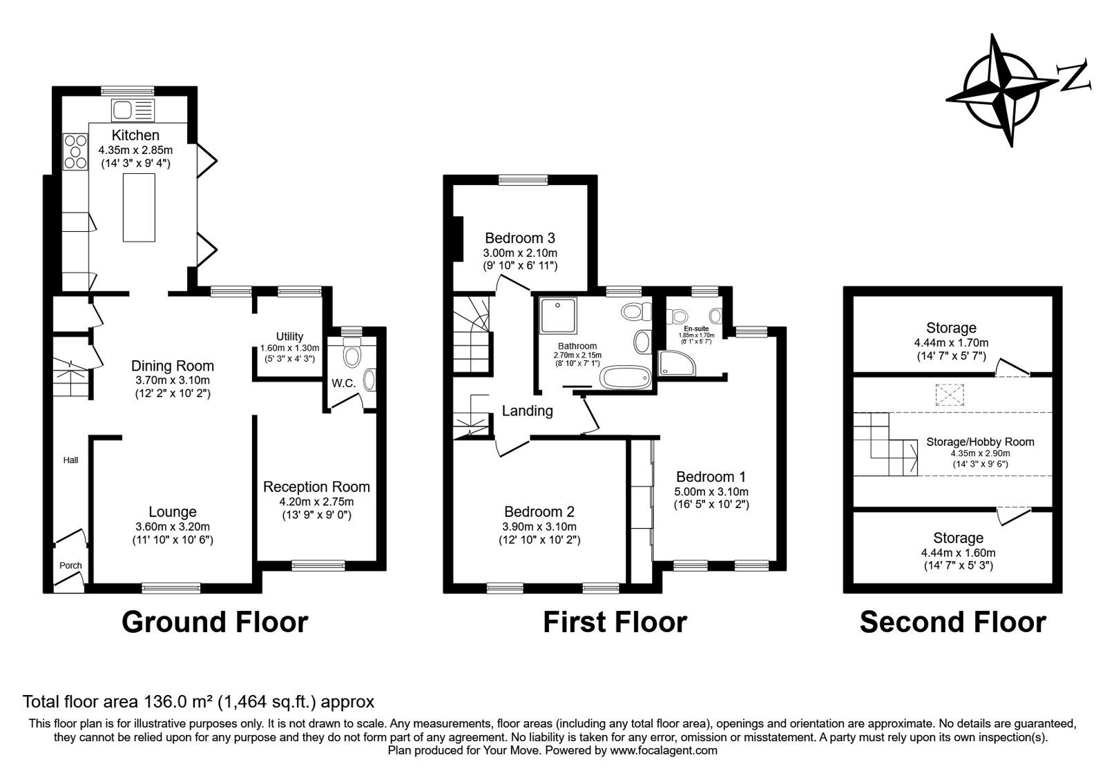 Floorplan of 3 bedroom Semi Detached House for sale, Clarence Street, Egham, Surrey, TW20