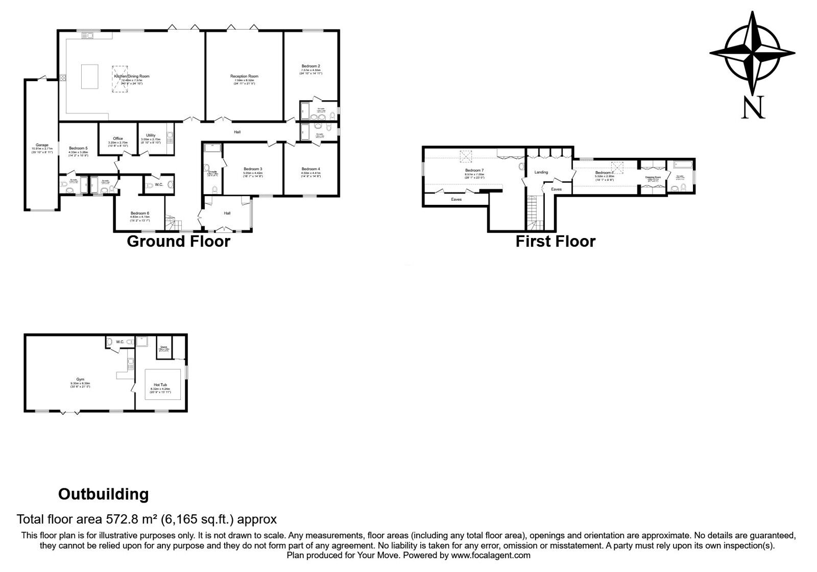 Floorplan of 7 bedroom Detached House for sale, Ruxbury Road, Chertsey, Surrey, KT16