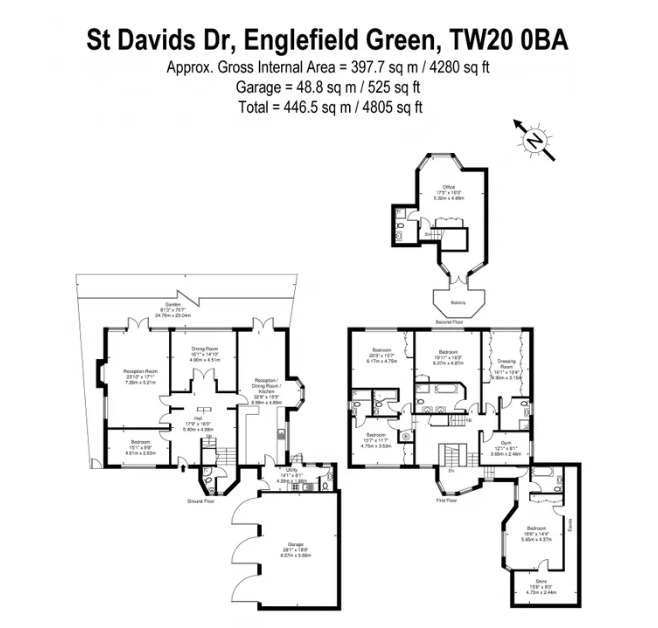 Floorplan of 5 bedroom Semi Detached House to rent, St. Davids Drive, Englefield Green, Surrey, TW20