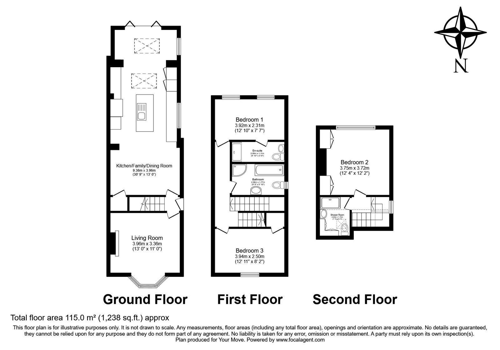 Floorplan of 3 bedroom End Terrace House for sale, Strode Street, Egham, TW20