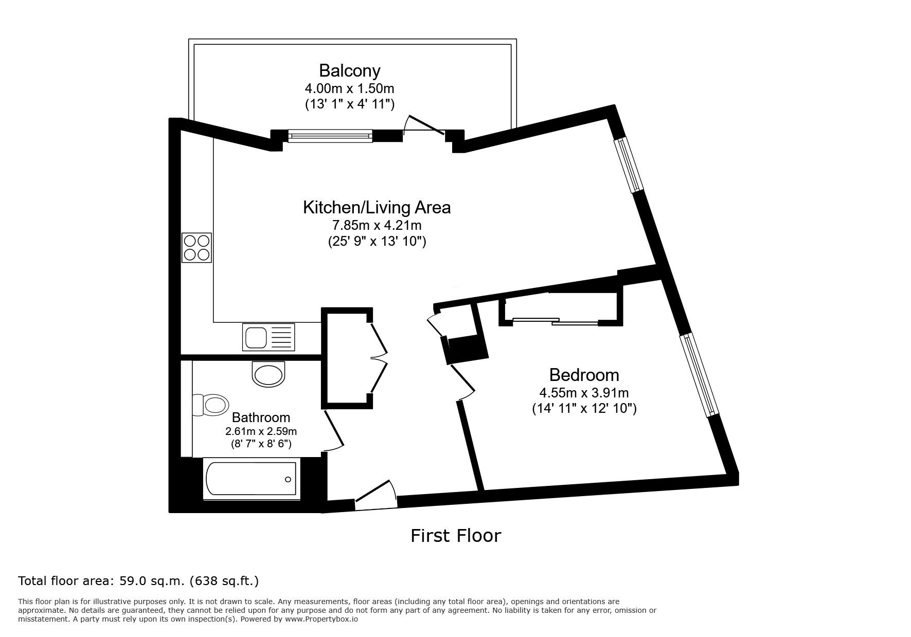 Floorplan of 1 bedroom Flat to rent, Station Road North, Egham, Surrey, TW20