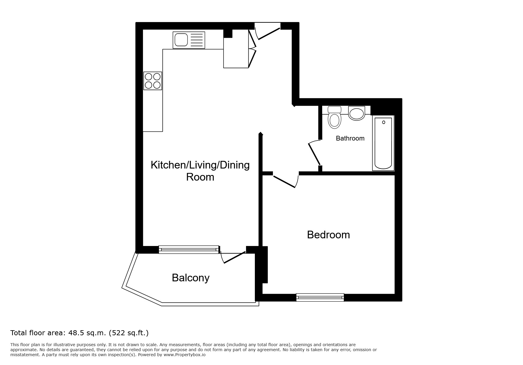 Floorplan of 1 bedroom Flat to rent, Ashby House, Riverview,, Elmsleigh Road, Staines, TW18