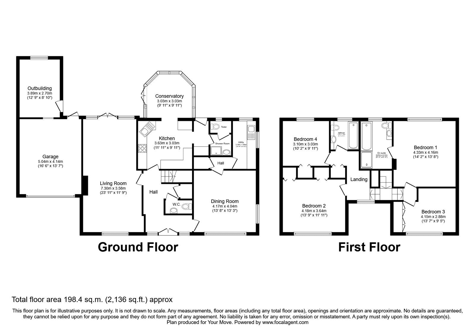 Floorplan of 4 bedroom Detached House for sale, Middle Hill, TW20