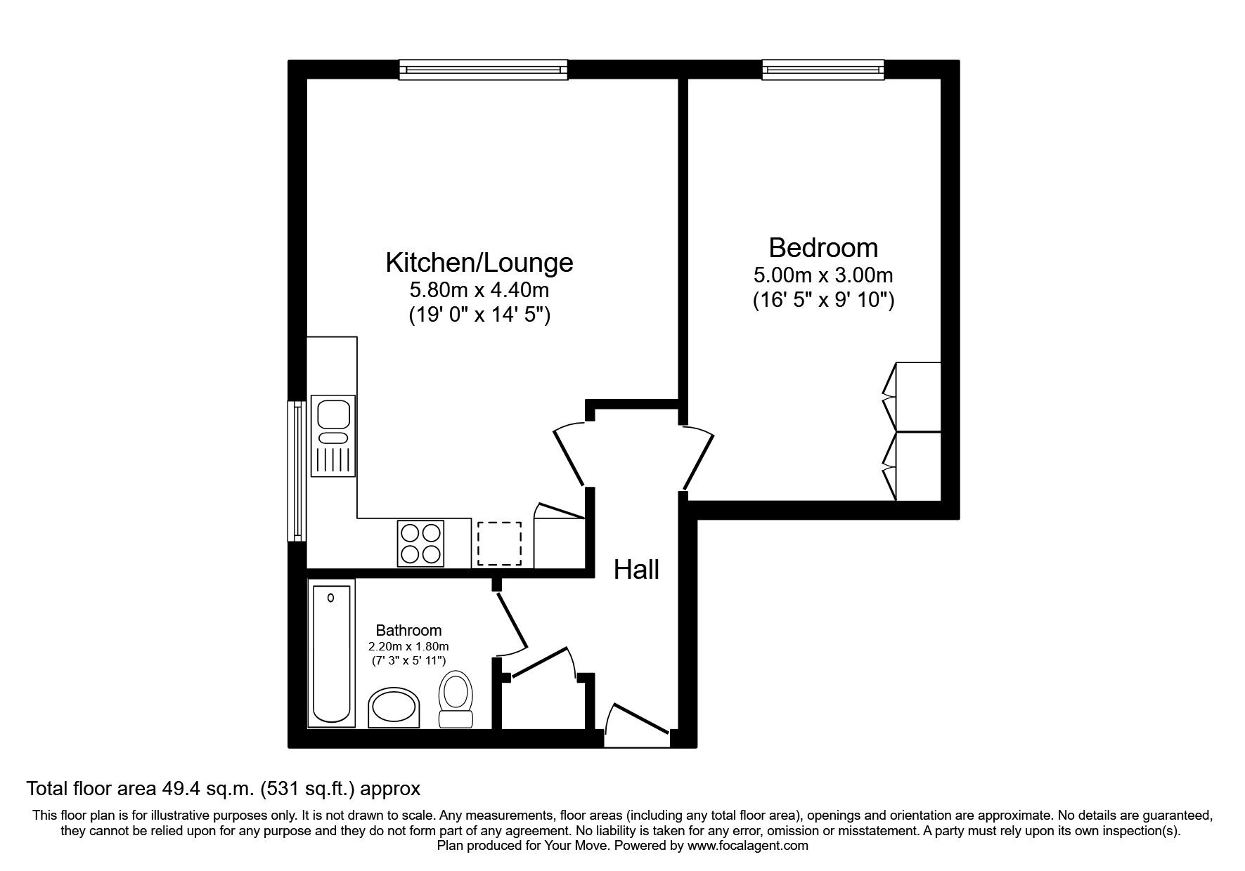 Floorplan of 1 bedroom Flat to rent, Victoria Street, Englefield Green, Surrey, TW20