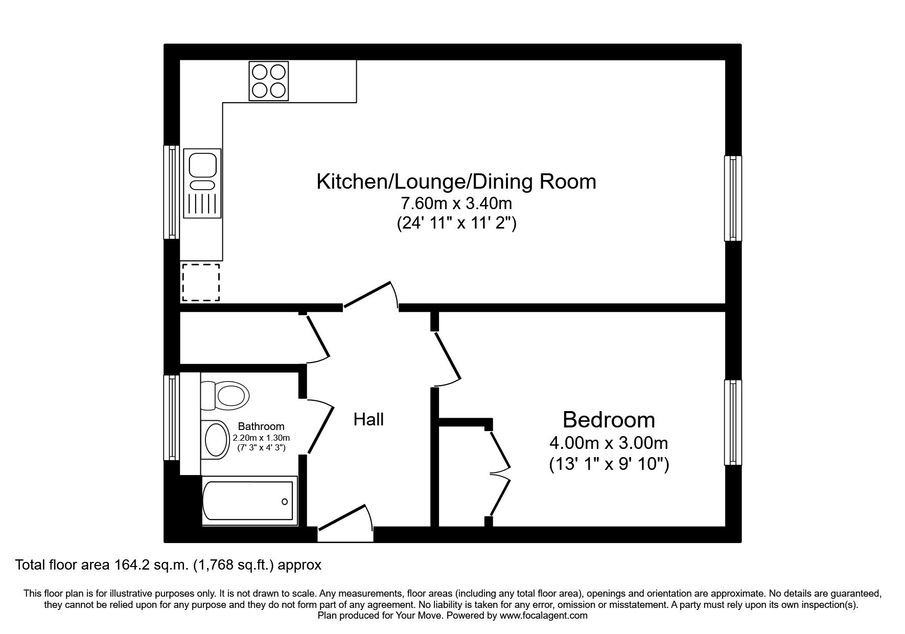 Floorplan of 1 bedroom  Flat to rent, The Shires Bowes Road, Staines-Upon-Thames, Middlesex, TW18
