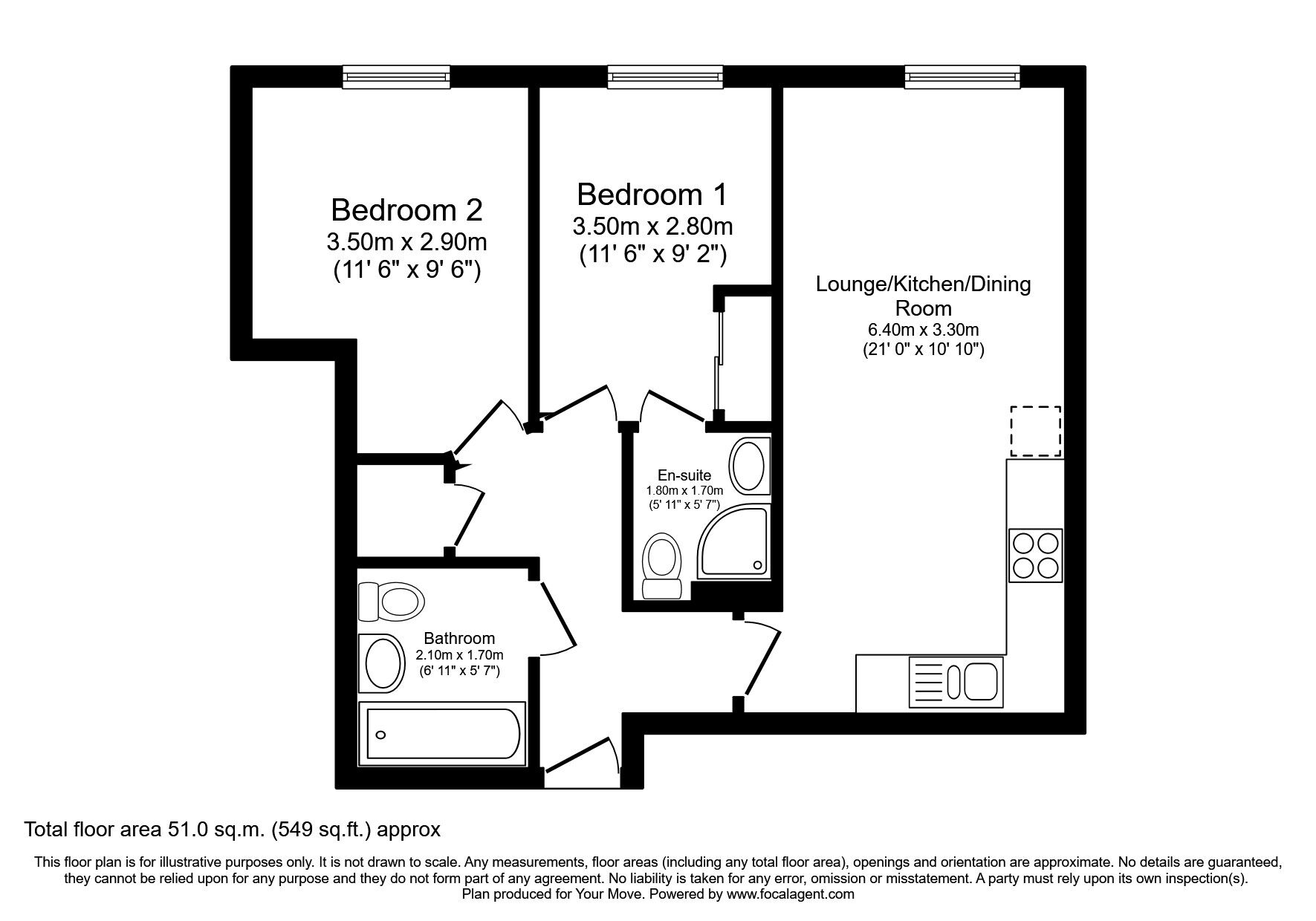 Floorplan of 2 bedroom  Flat to rent, Stoneylands Road, Egham, Surrey, TW20