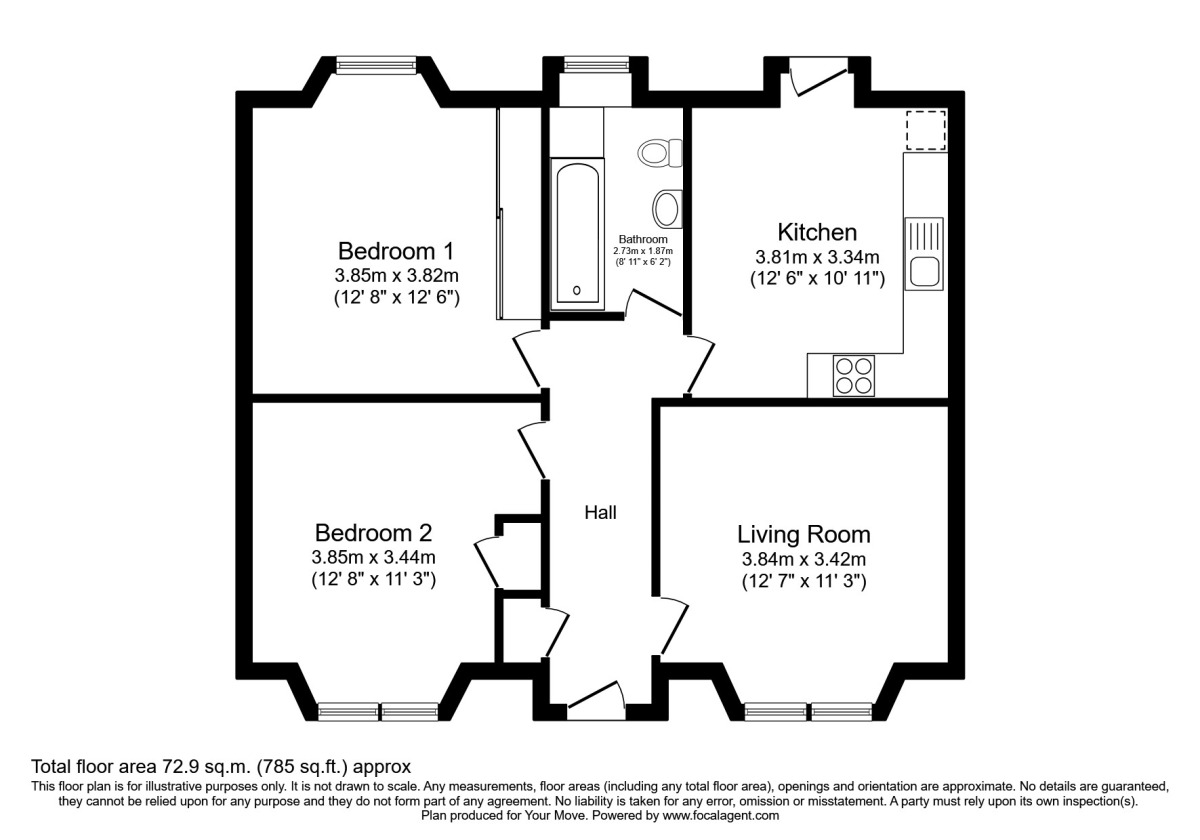 Floorplan of 2 bedroom Flat to rent, Commerce Street, Lossiemouth, Morayshire, IV31