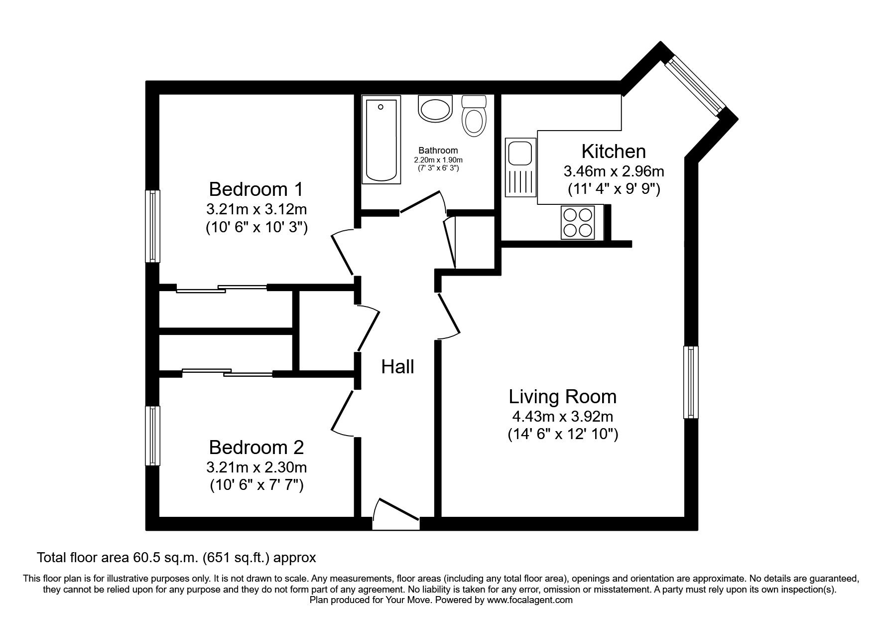 Floorplan of 2 bedroom  Flat to rent, Pansport Court, Elgin, Moray, IV30