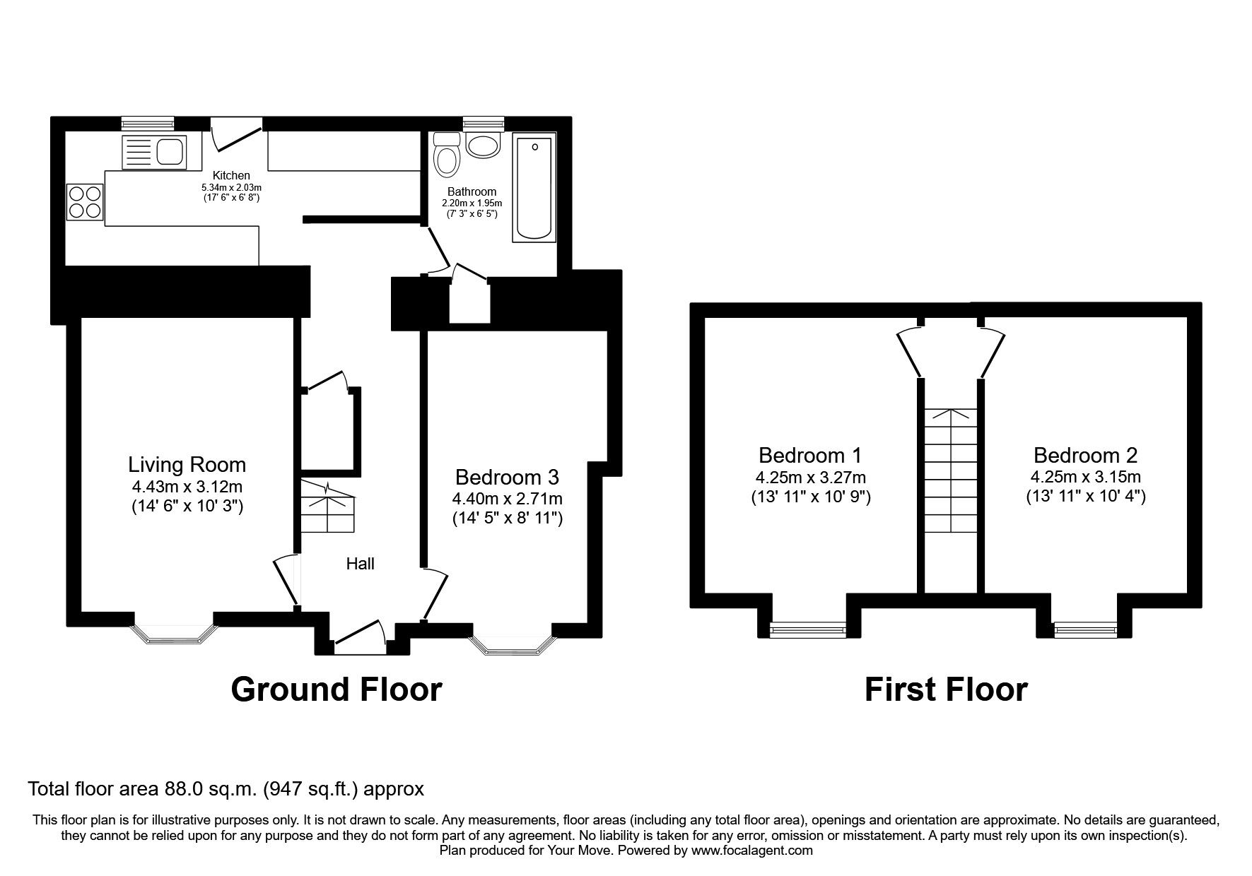 Floorplan of 3 bedroom Mid Terrace House to rent, Westmorland Street, Fochabers, Moray, IV32