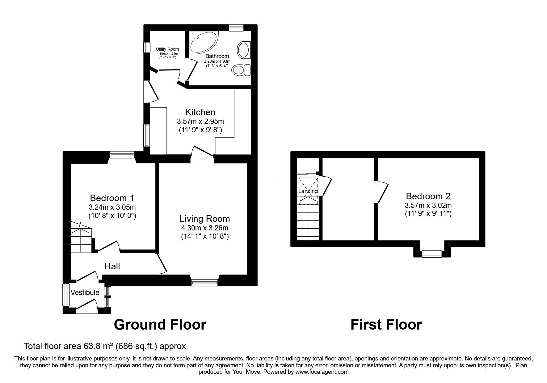 Floorplan of 2 bedroom Mid Terrace House for sale, Springfield Road, Elgin, Moray, IV30