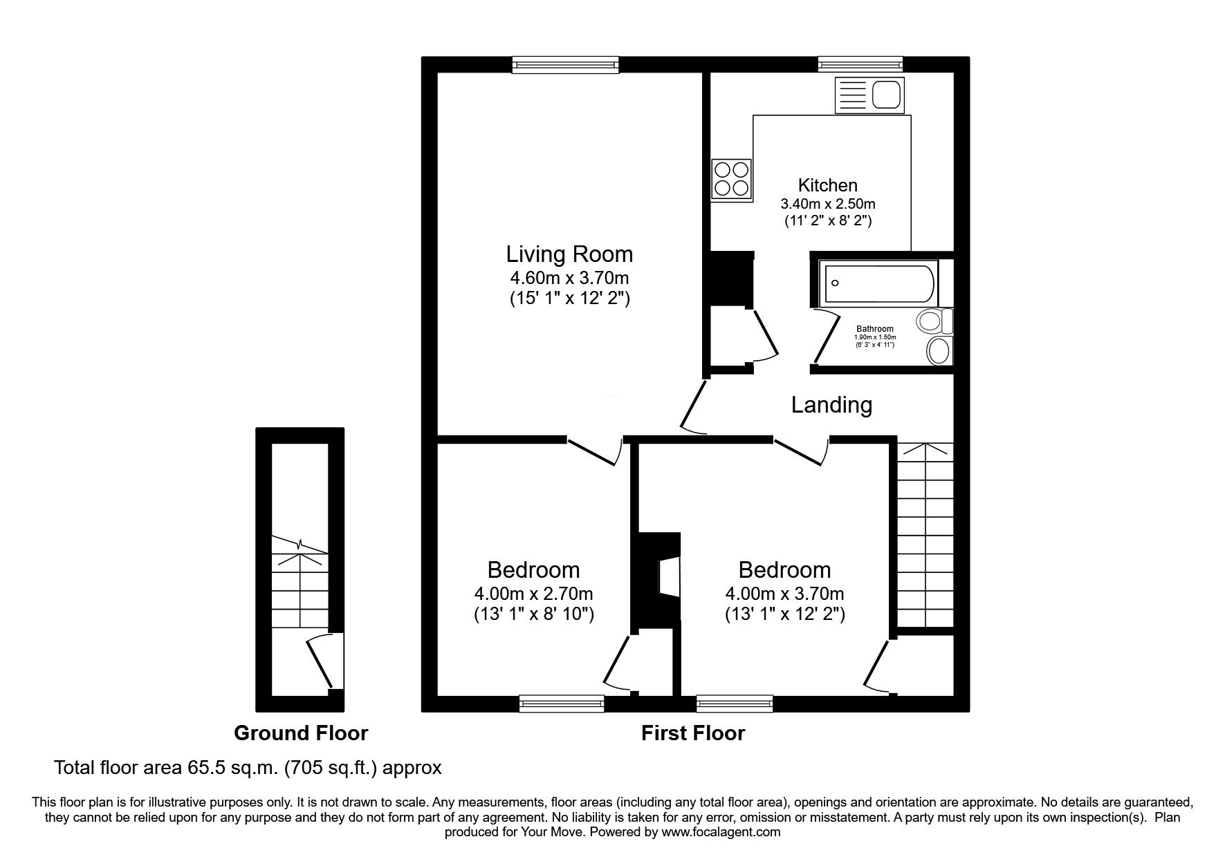 Floorplan of 2 bedroom  Flat for sale, Dunbar Street, Lossiemouth, Moray, IV31