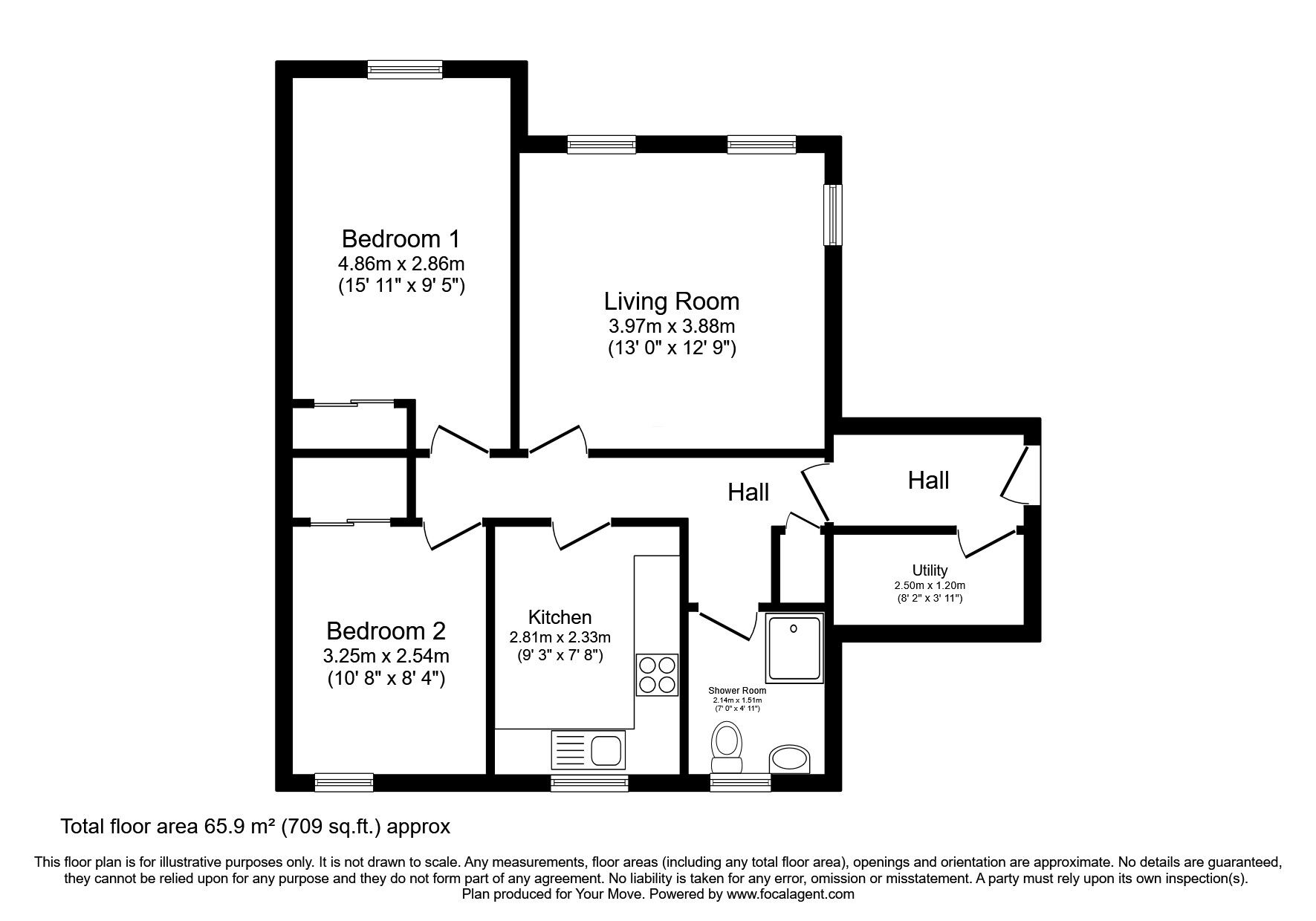 Floorplan of 2 bedroom  Flat for sale, Blaven Court, Forres, Moray, IV36
