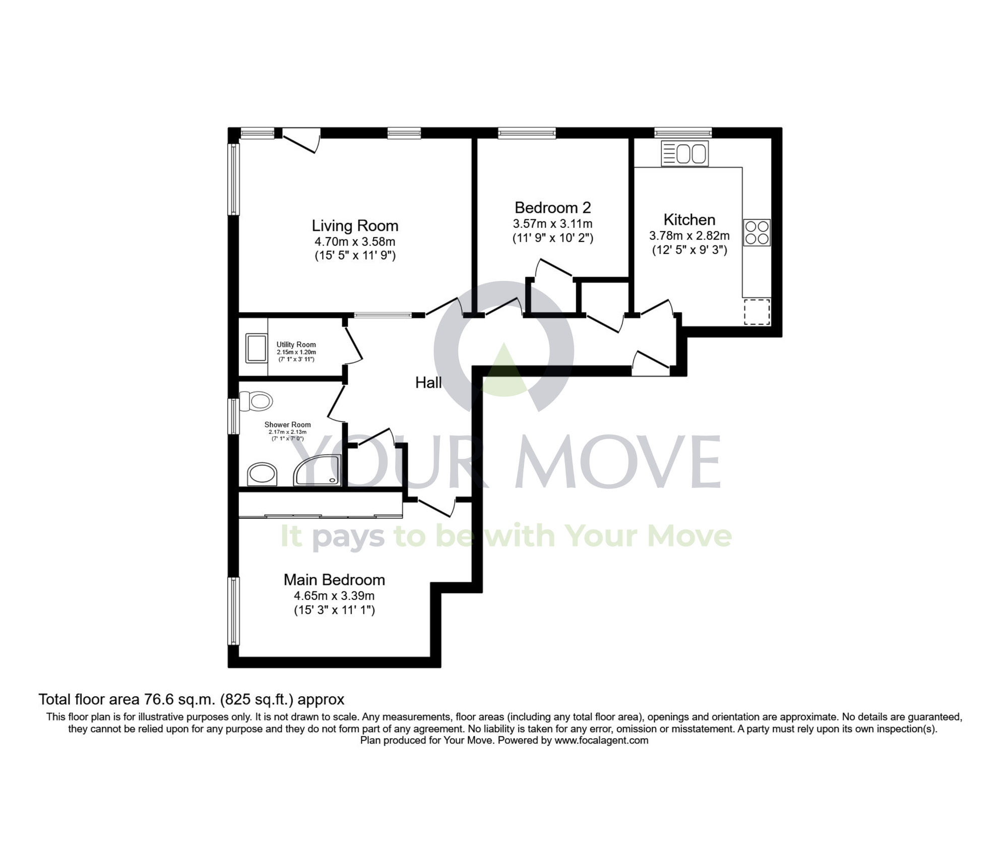 Floorplan of 2 bedroom Mid Terrace Bungalow for sale, Lesmurdie Court, Elgin, Moray, IV30