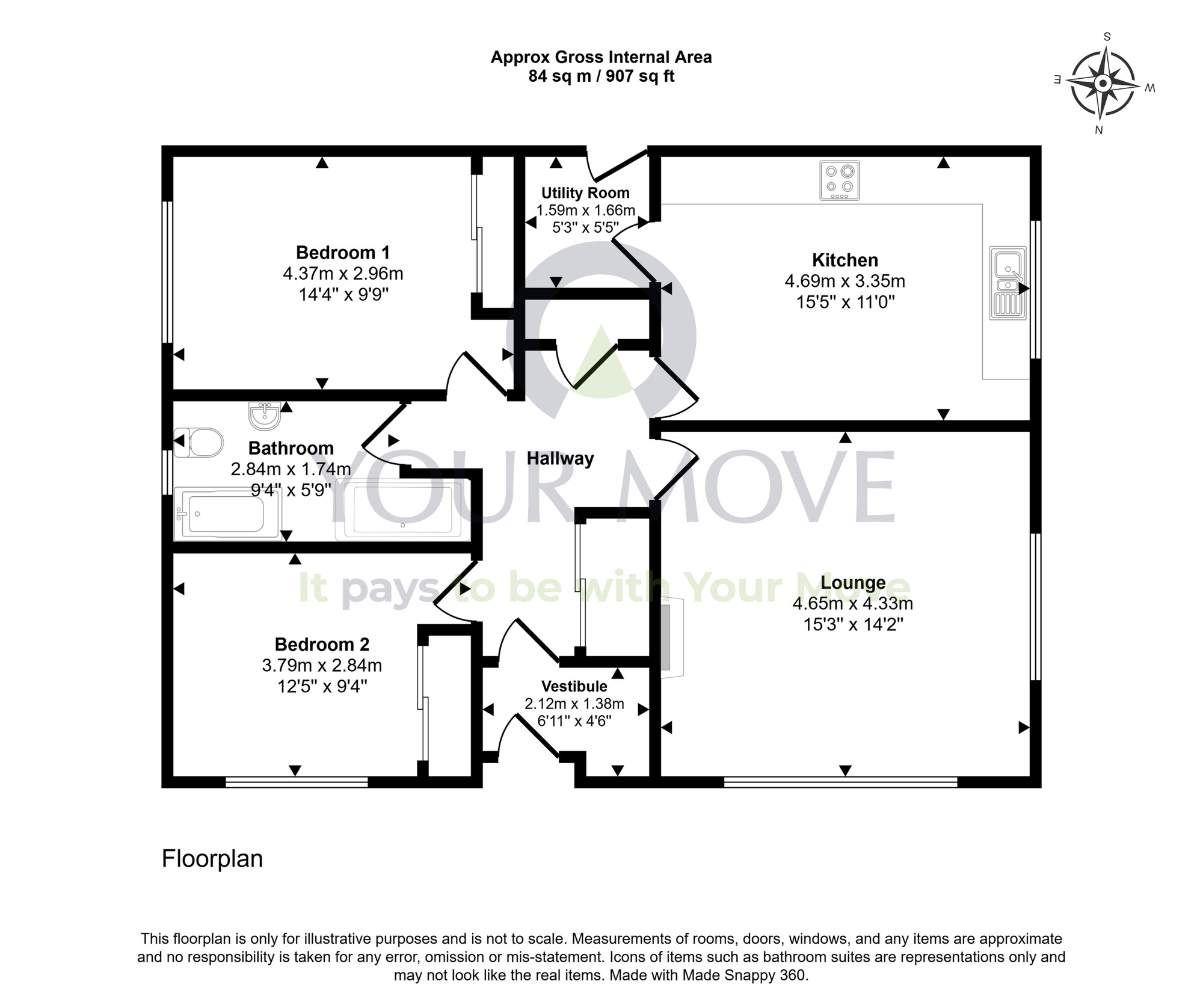 Floorplan of 2 bedroom Detached Bungalow for sale, Land Street, Keith, Moray, AB55