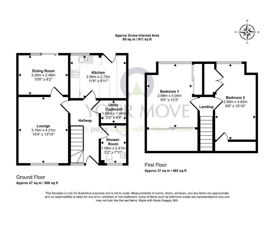 Floorplan of 2 bedroom End Terrace House for sale, Inchbroom Avenue, Lossiemouth, Moray, IV31
