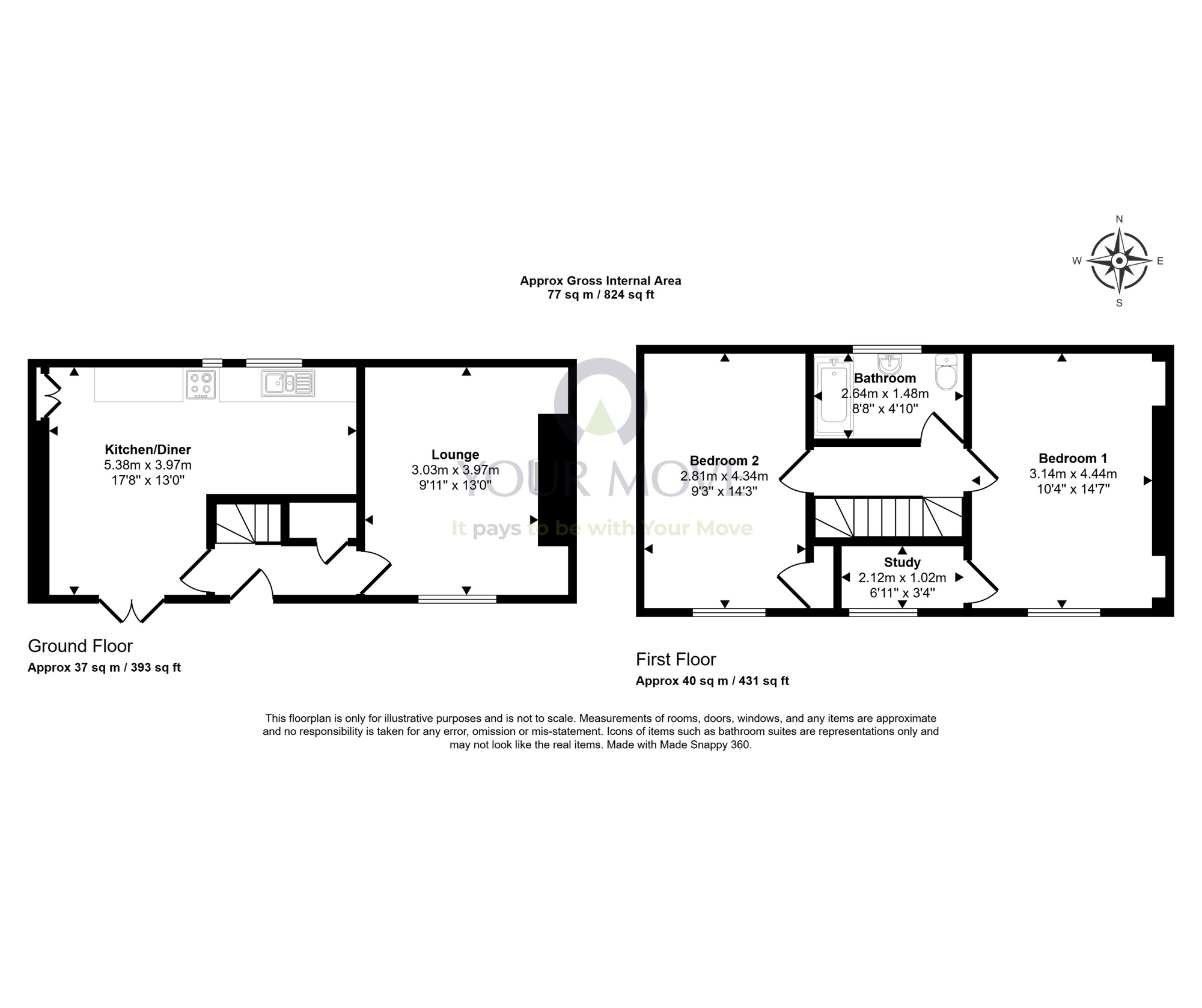 Floorplan of 2 bedroom Semi Detached House for sale, Land Street, Keith, Moray, AB55