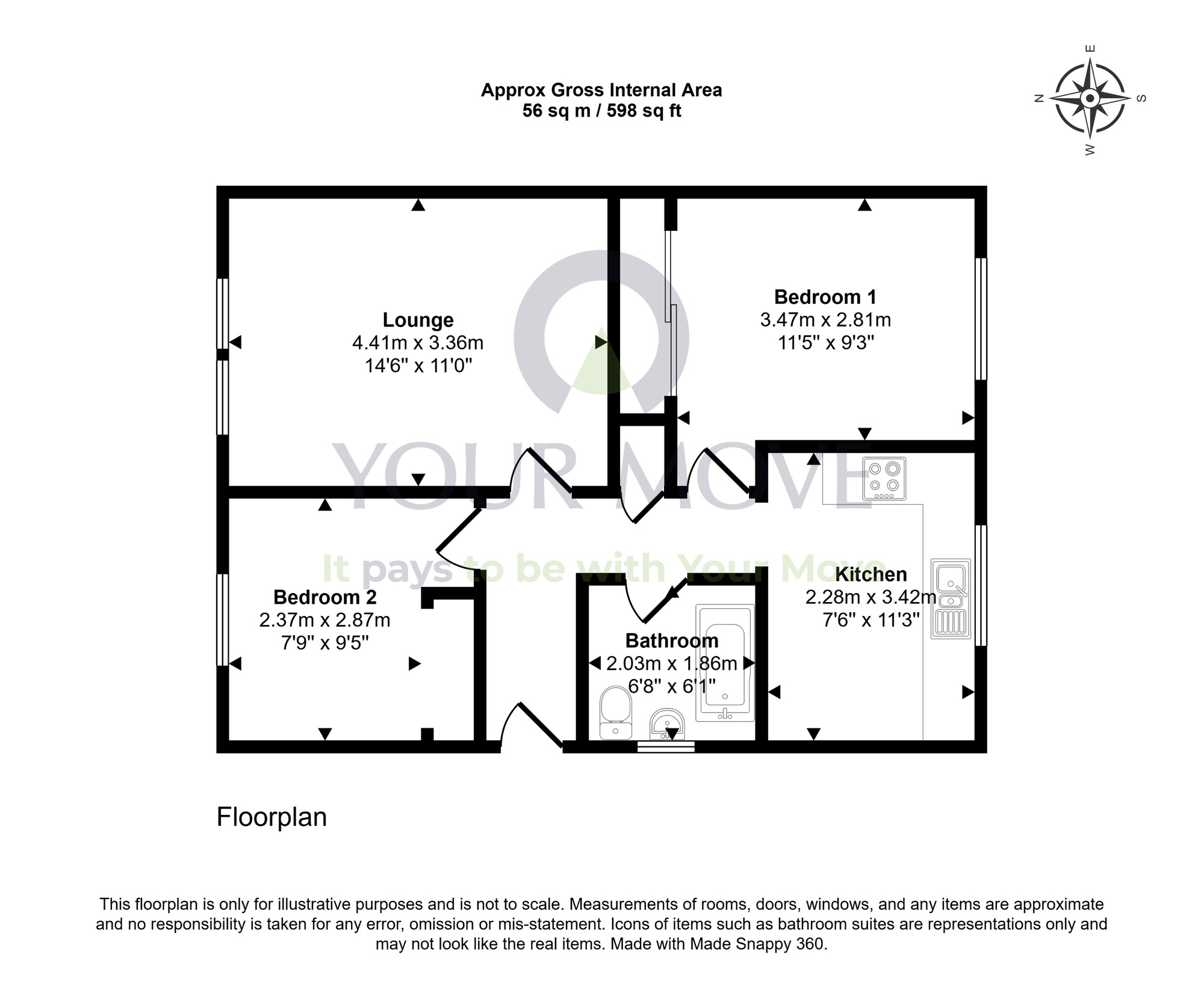 Floorplan of 2 bedroom Semi Detached Bungalow for sale, Linn Brae, Aberlour, Moray, AB38
