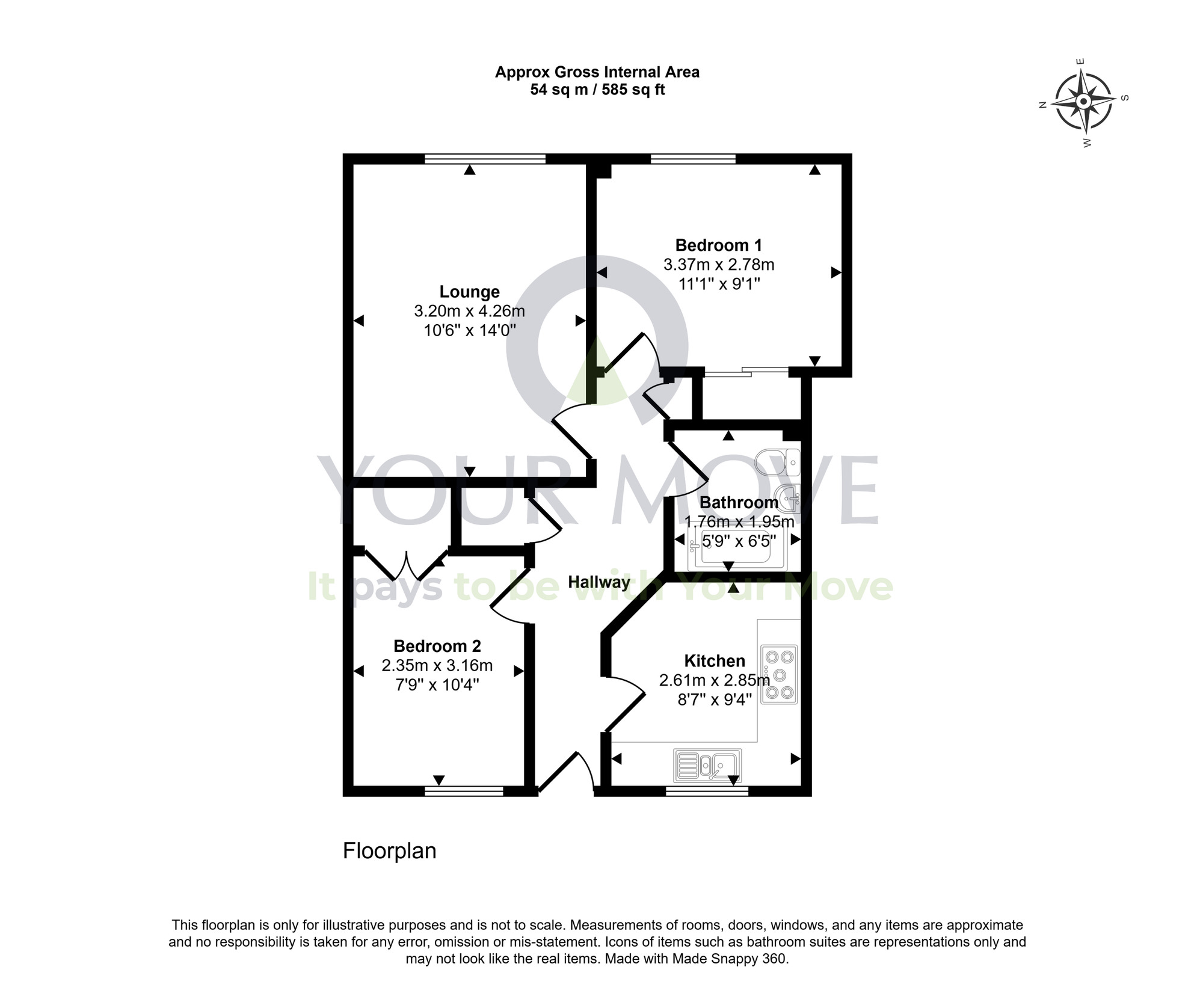 Floorplan of 2 bedroom  Flat for sale, South Park Court, Hay Street, Moray, IV30